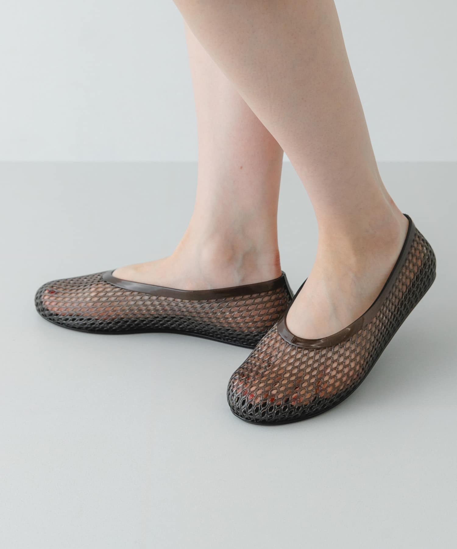 クリアカラーフラットシューズ BLACK 36