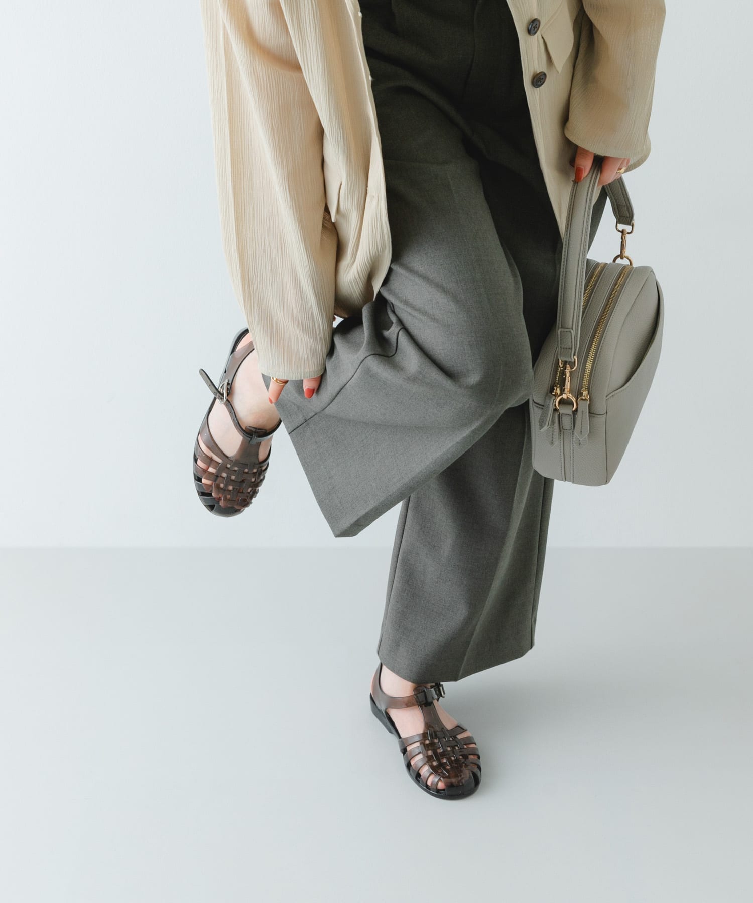 クリアカラーグルカサンダル BLACK 36