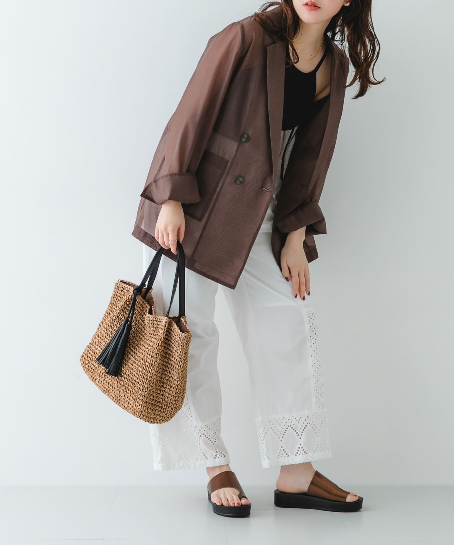 厚底トングサンダル BROWN MET 36