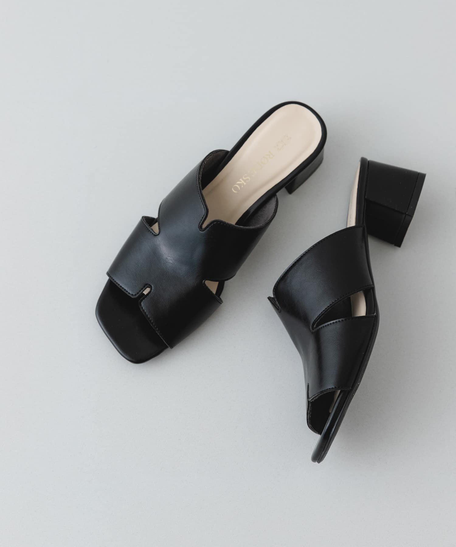 デザインカットアッパーミュール BLACK 36