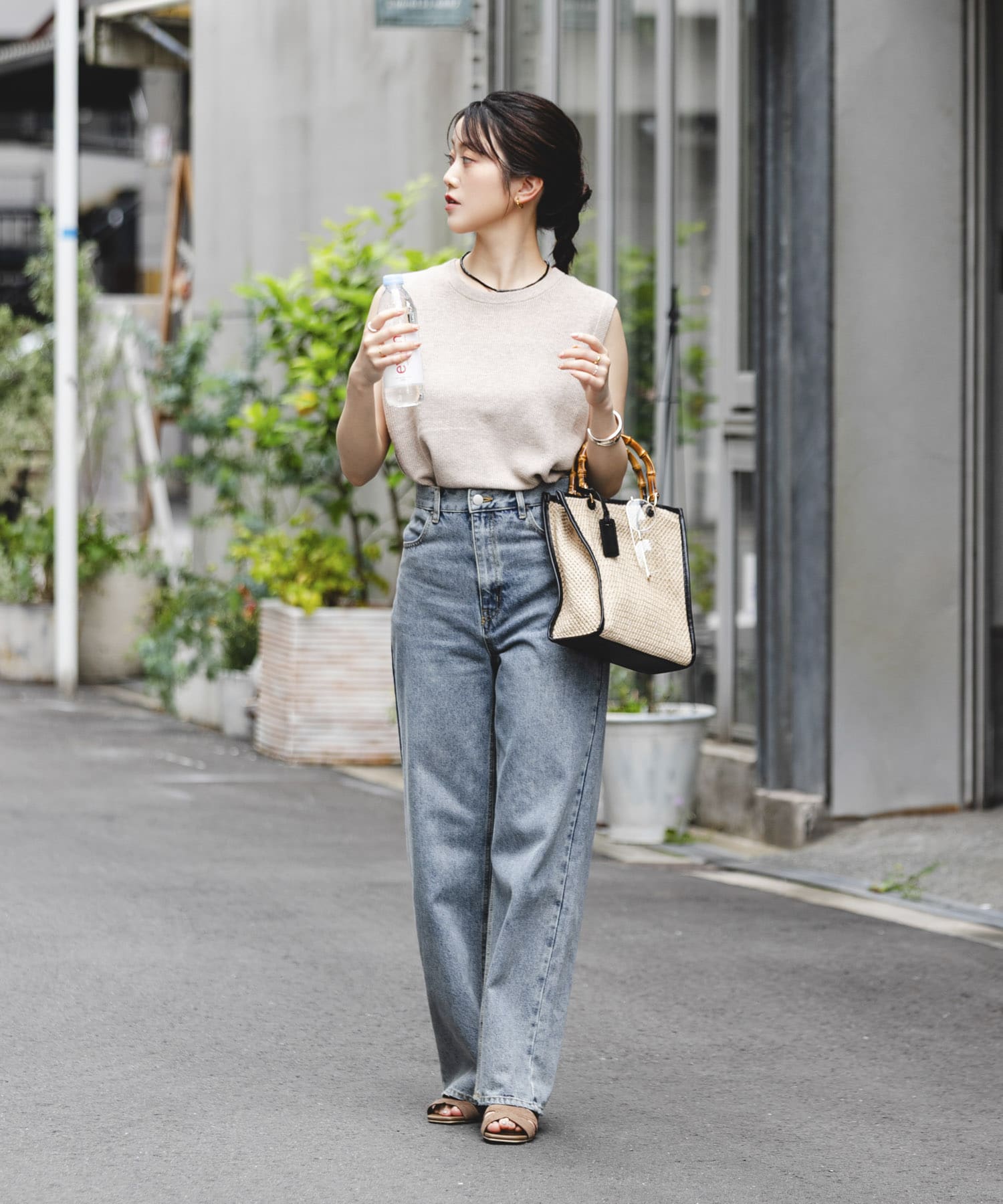 デザインカットバックゴムサンダル BROWN/S 36