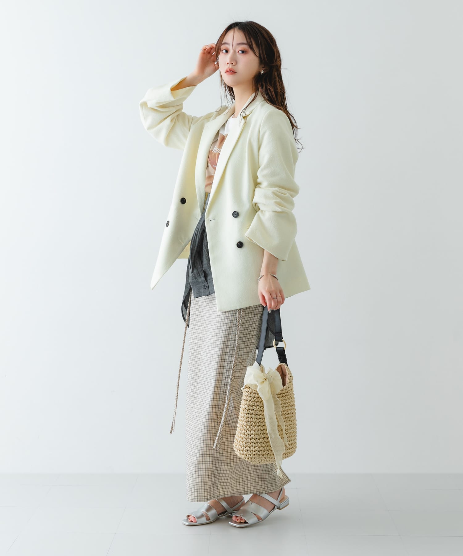 デザインカットバックゴムサンダル SILVER 36