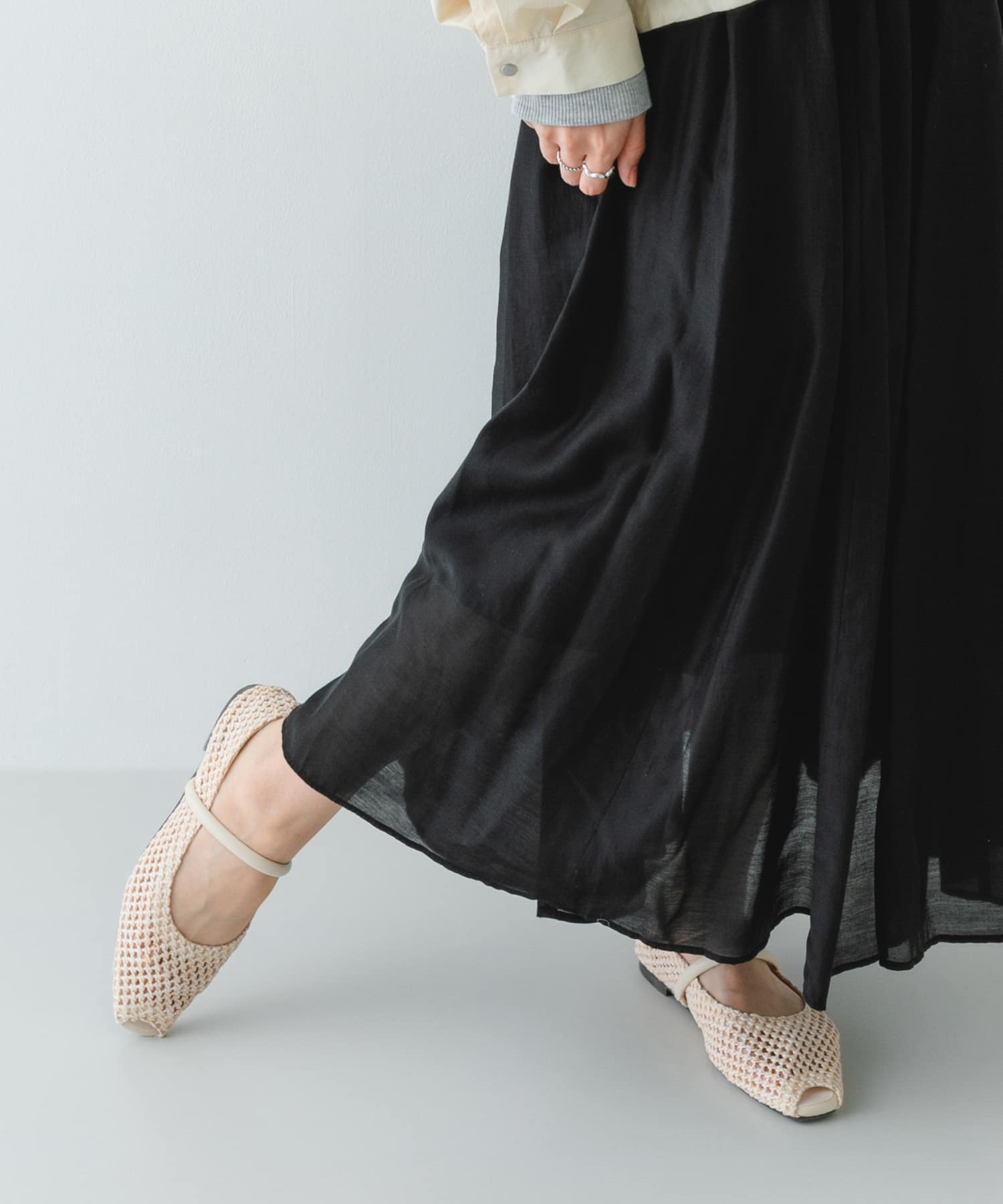 ピープトゥベルトメッシュフラット IVORY 36