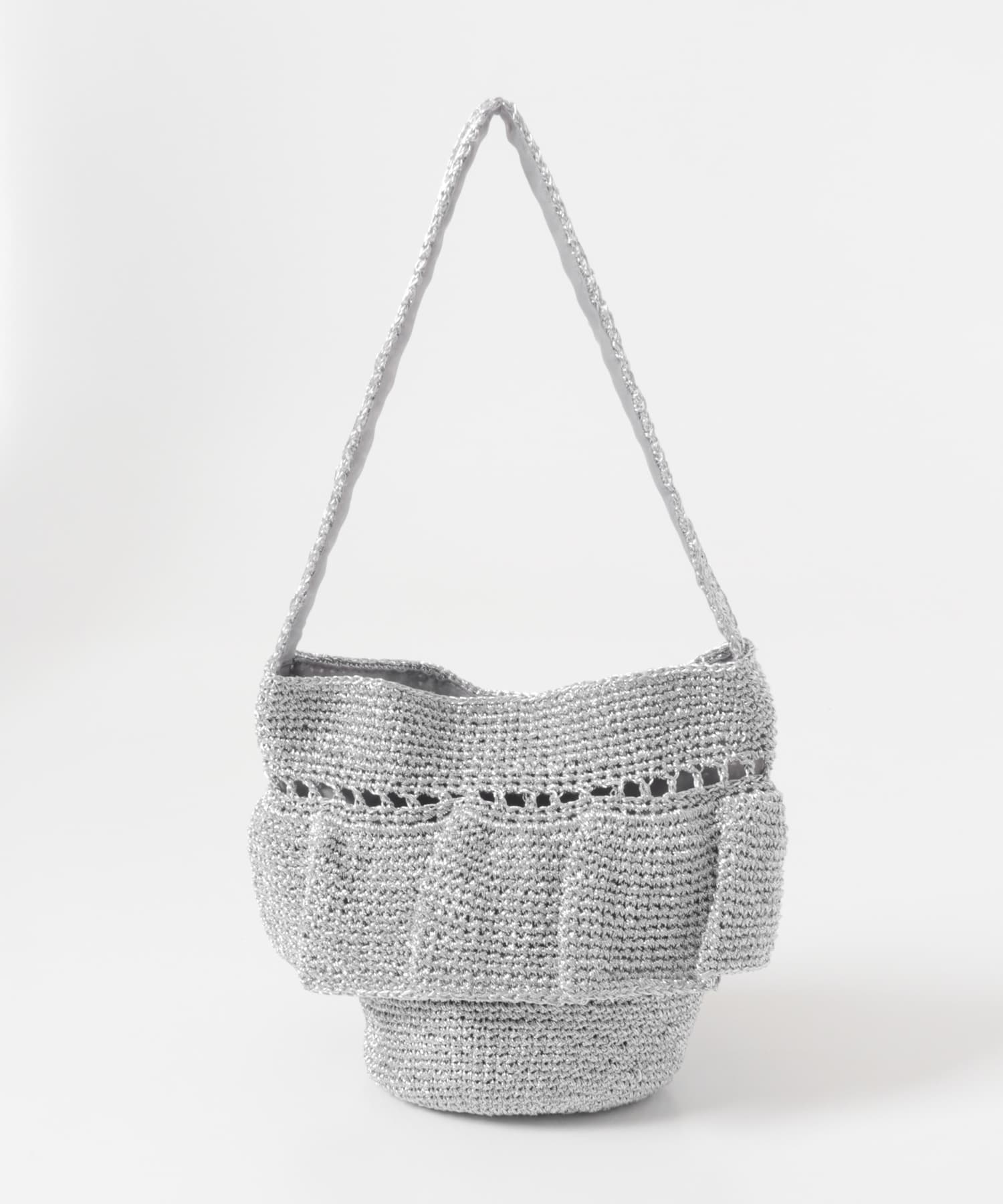 ワンハンドルフリルラメバッグ SILVER One