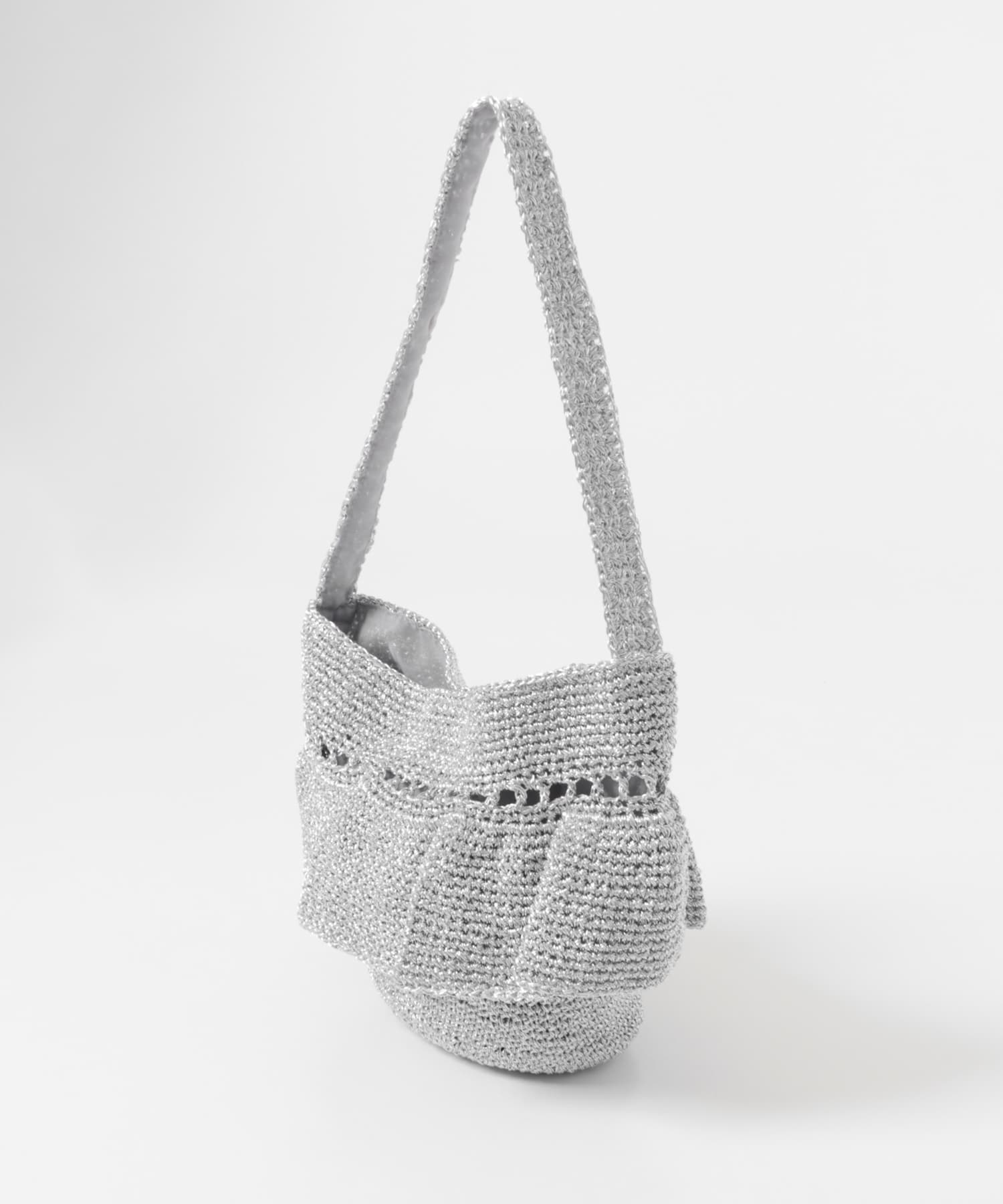 ワンハンドルフリルラメバッグ SILVER One