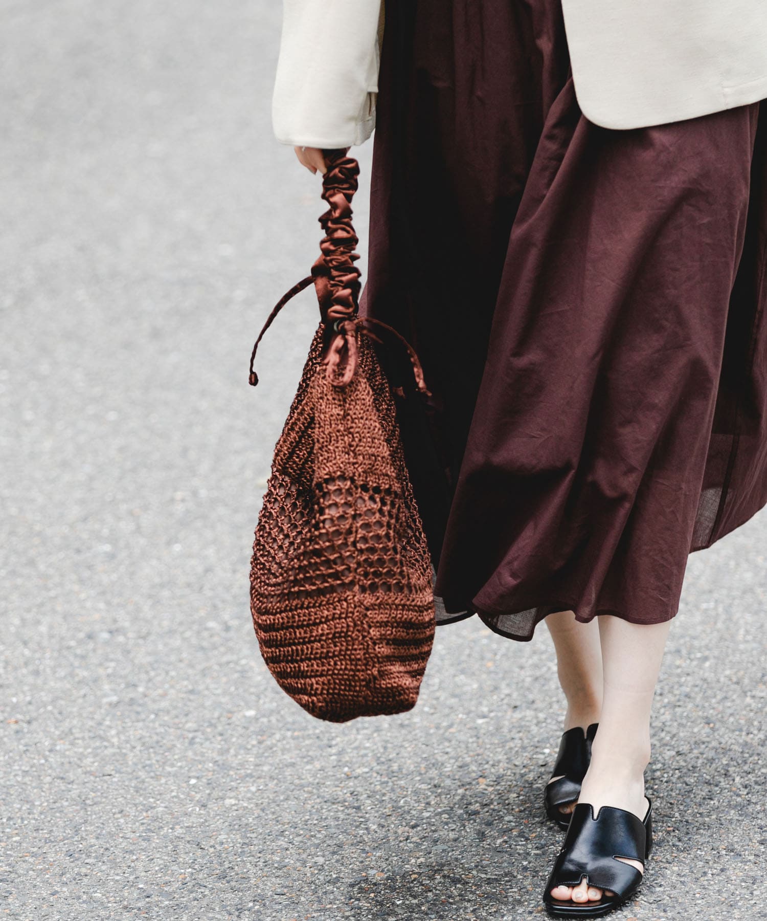 2WAYギャザーショルダーラメバッグ BROWN One