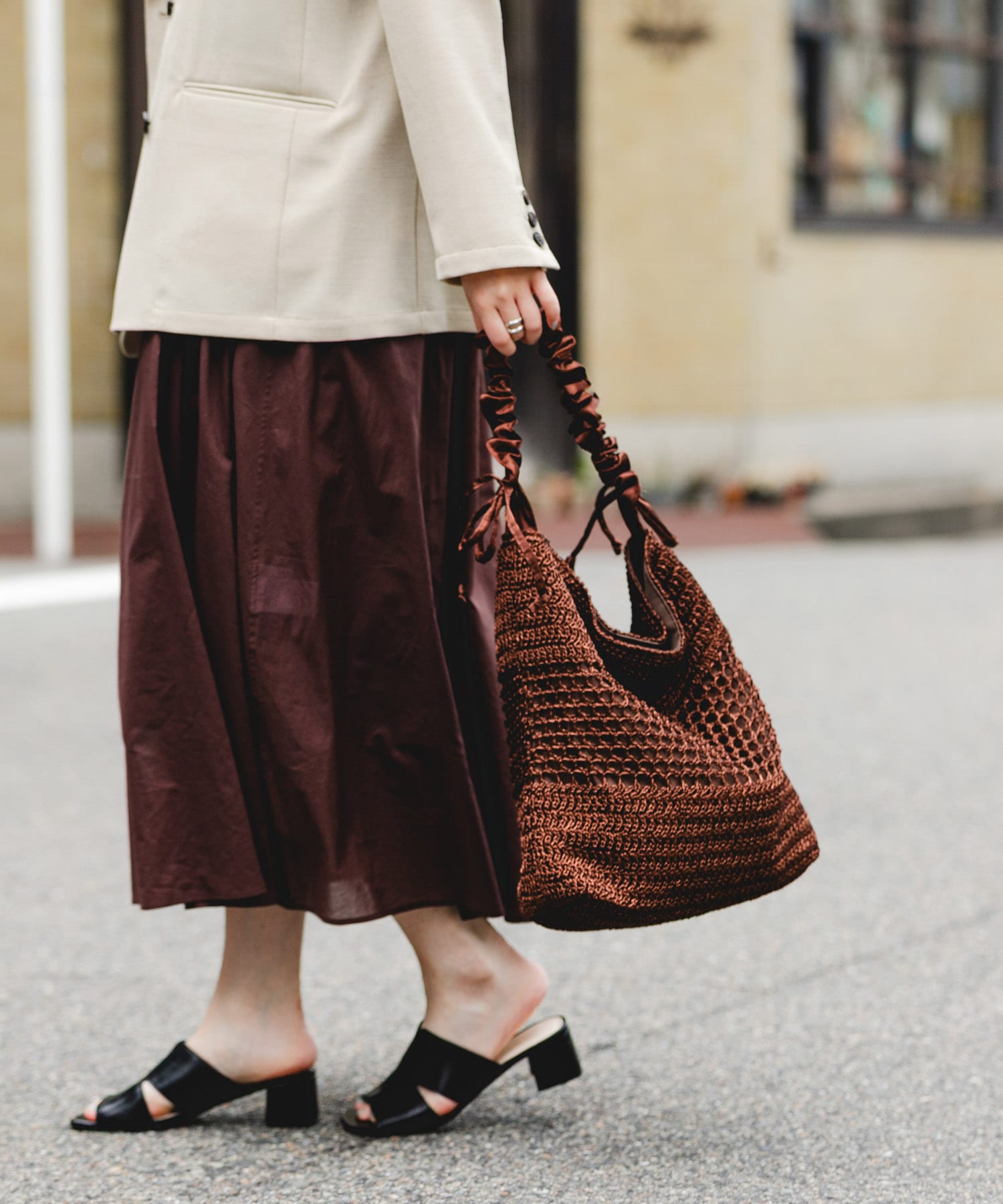 2WAYギャザーショルダーラメバッグ BROWN One