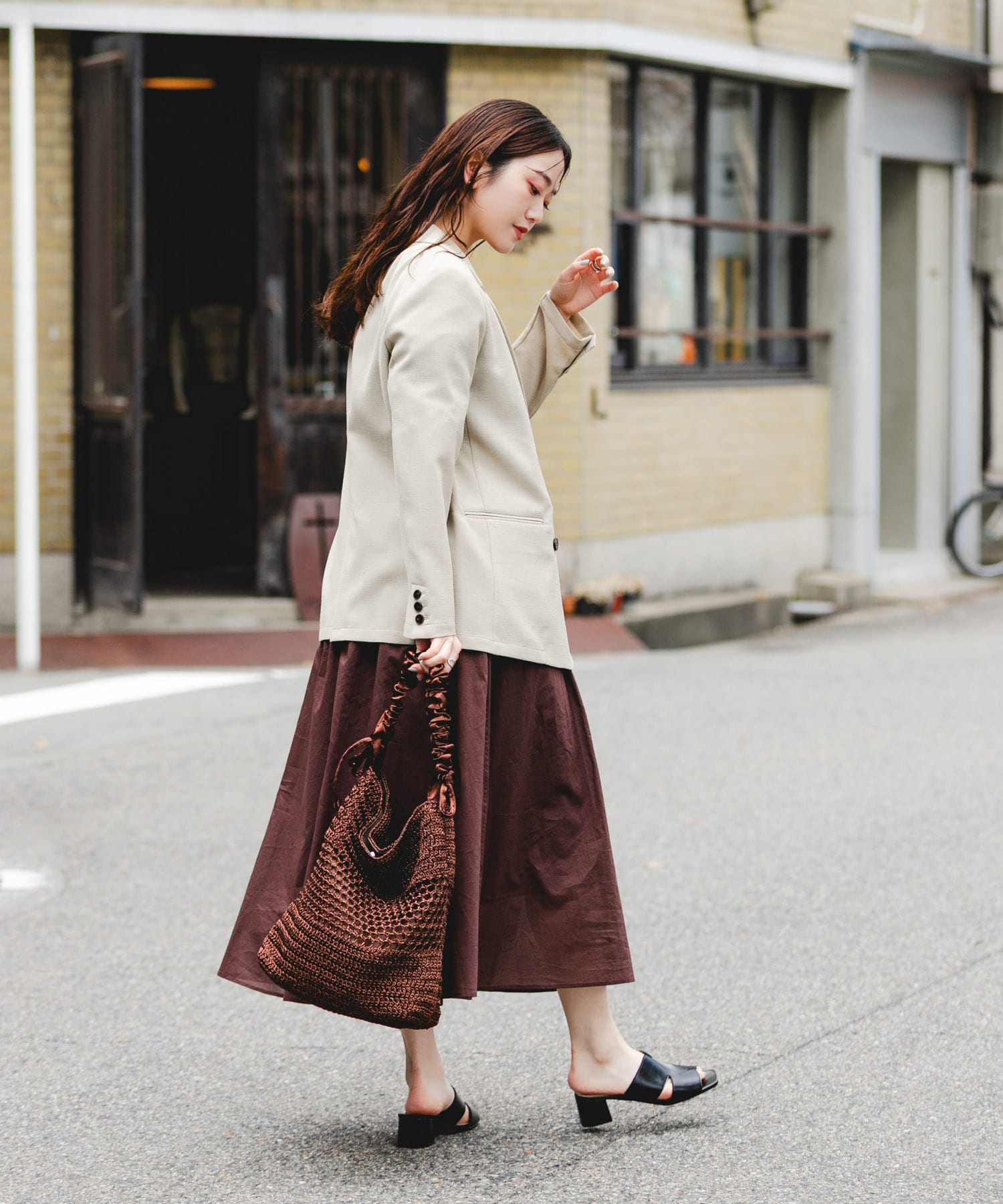 2WAYギャザーショルダーラメバッグ BROWN One