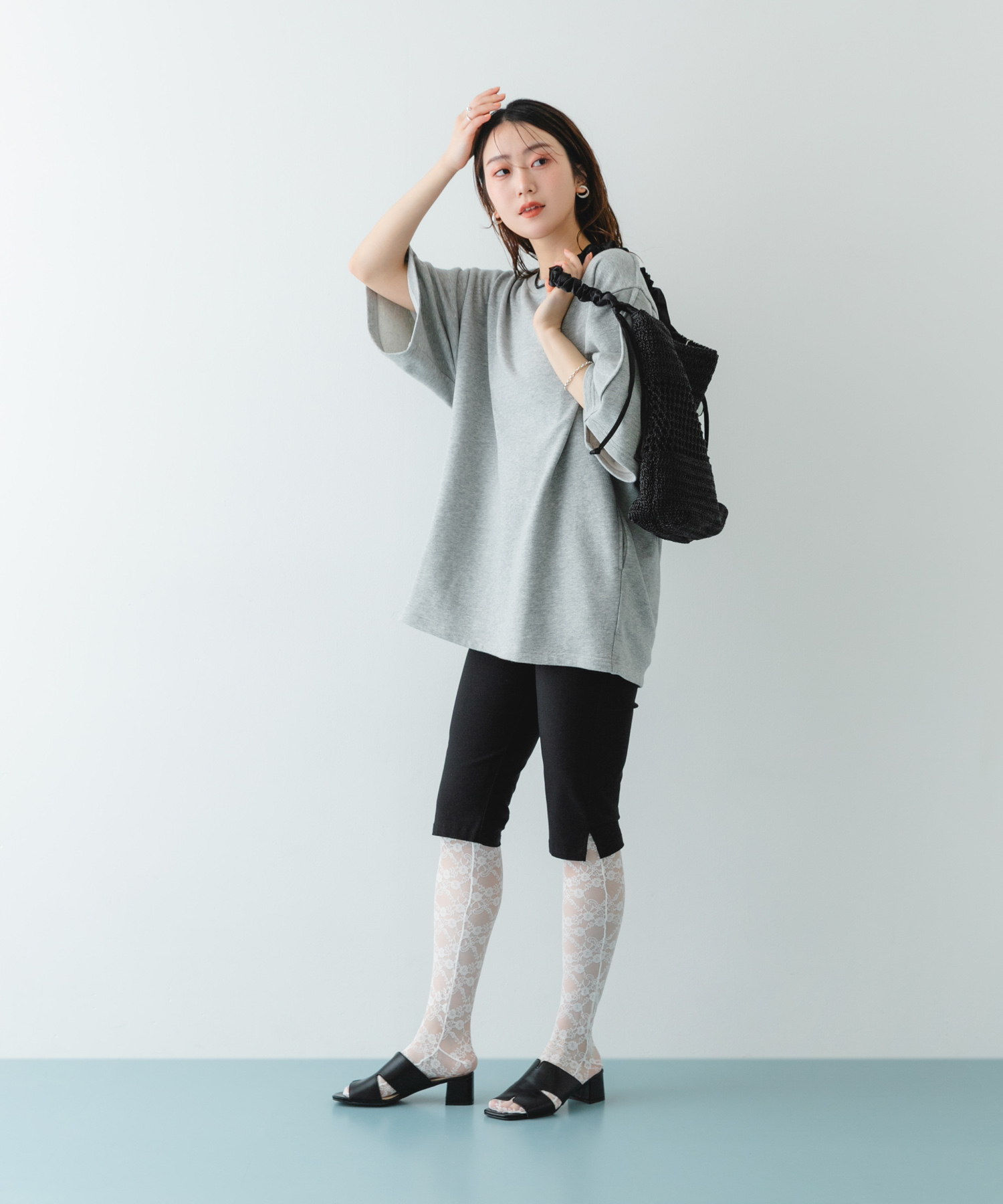 2WAYギャザーショルダーラメバッグ BLACK One