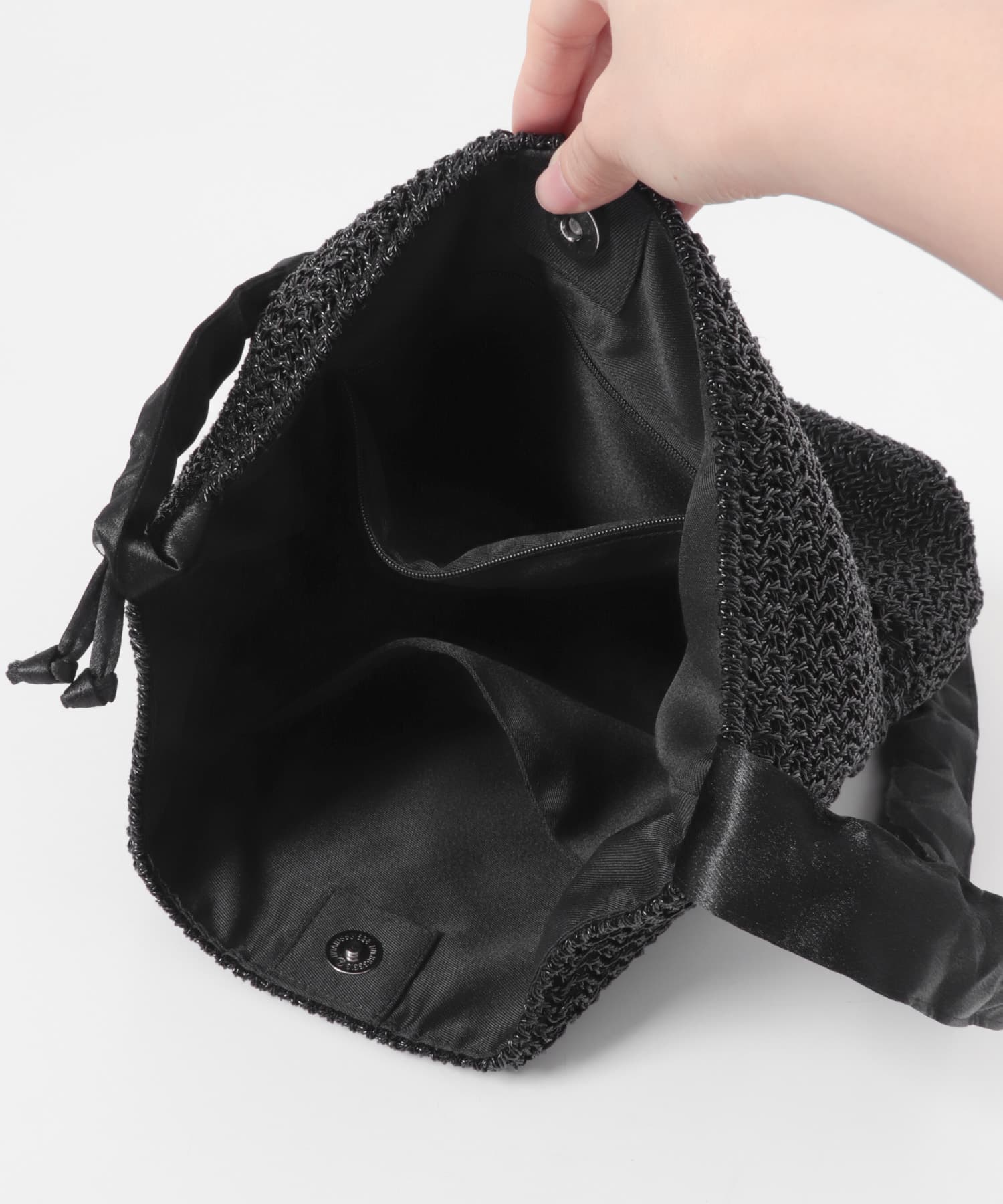 2WAYギャザーショルダーラメバッグ BLACK One