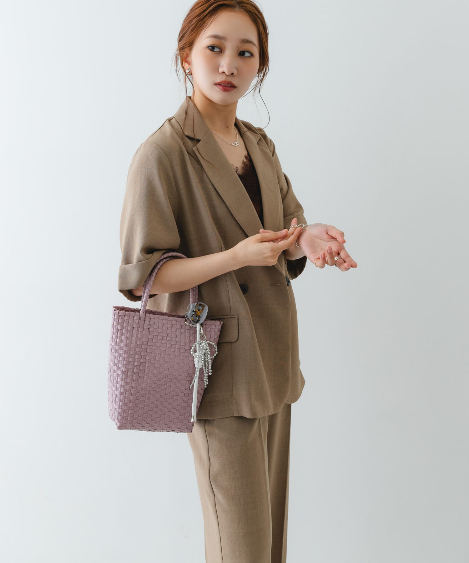 『縦型』クリップチャームタテナガメルカドバッグ PINK One