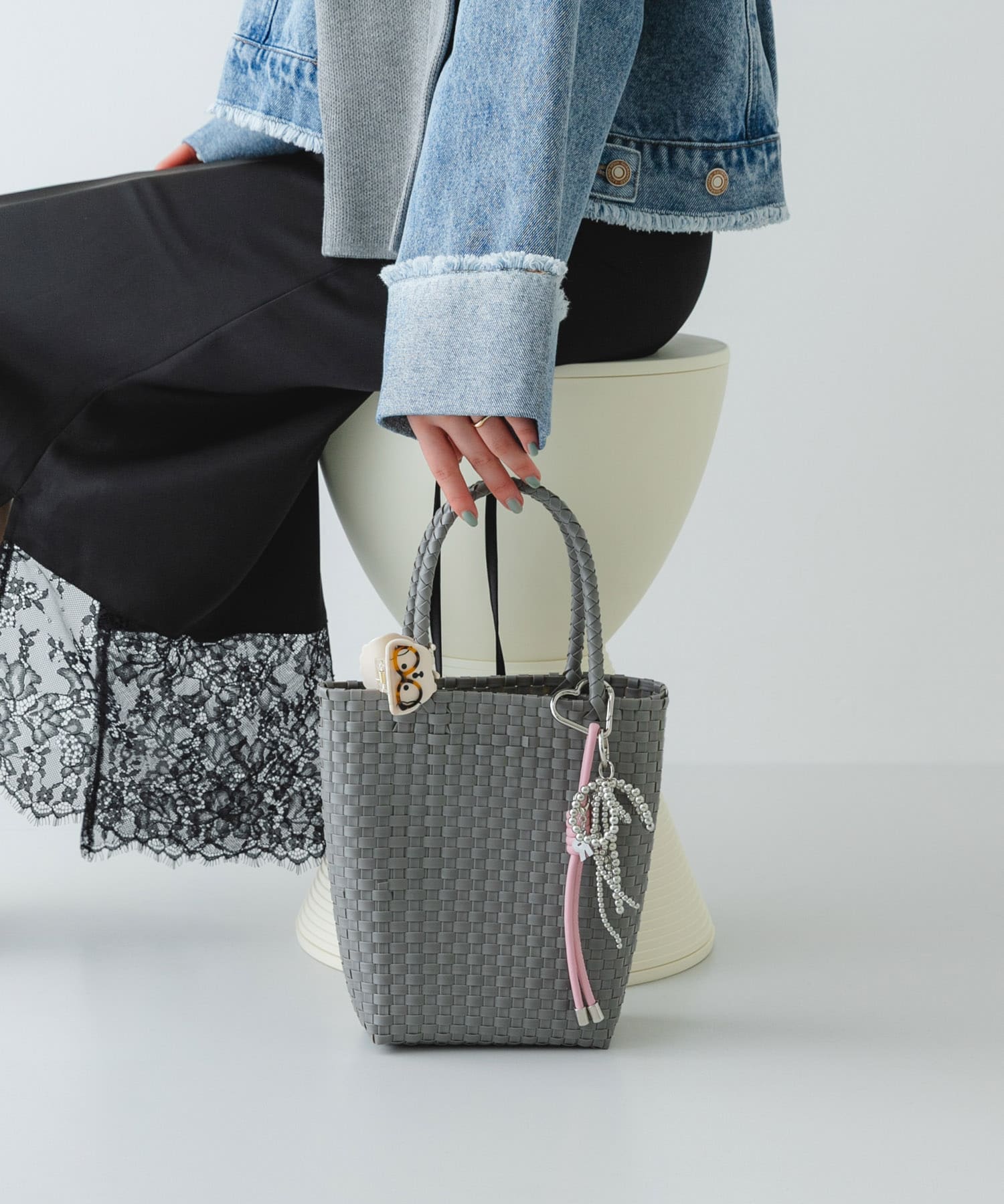 クリップチャームタテナガメルカドバッグ GRAY One