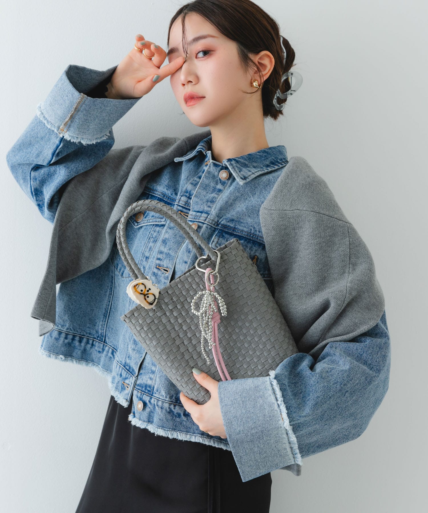 クリップチャームタテナガメルカドバッグ GRAY One