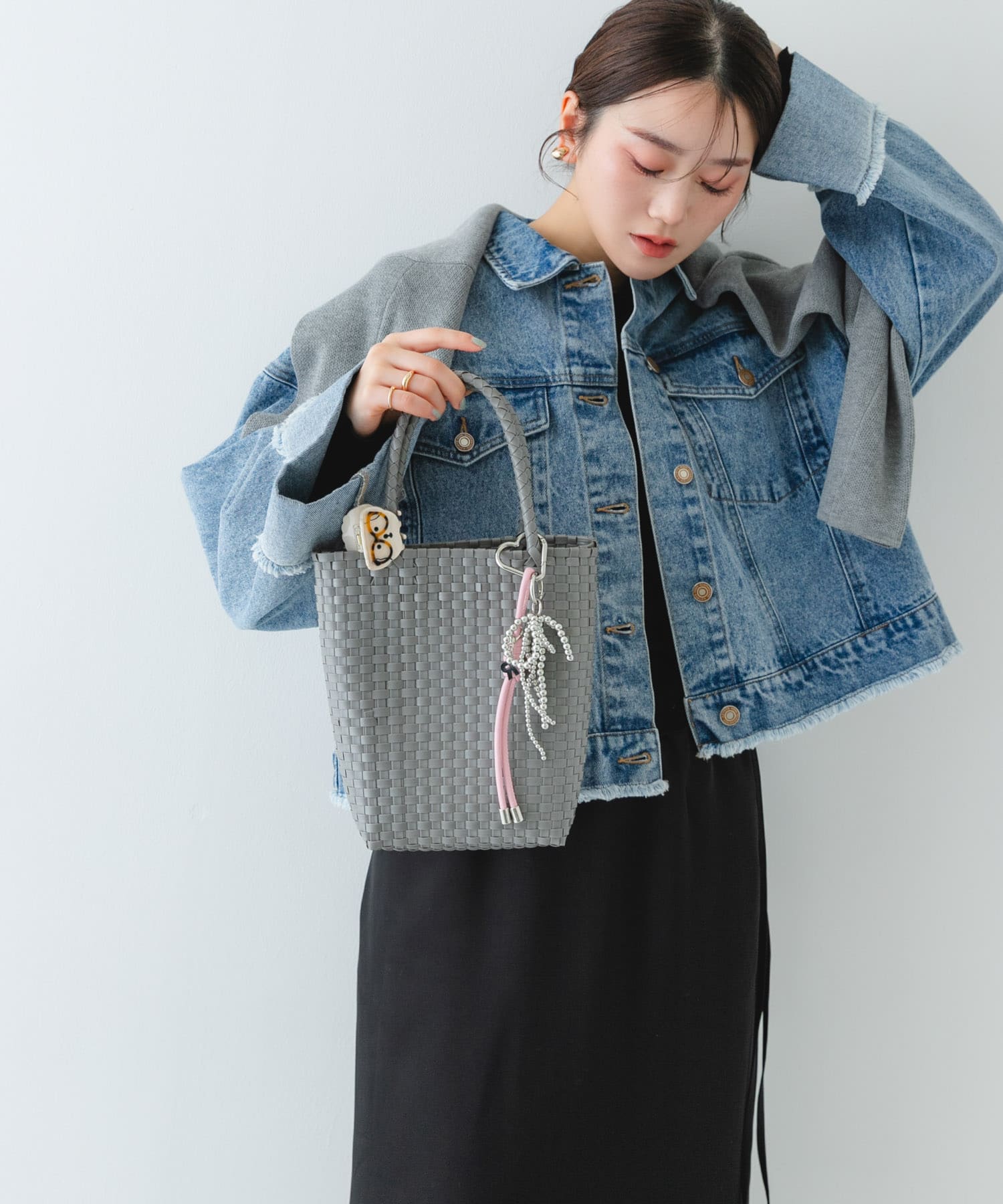 クリップチャームタテナガメルカドバッグ GRAY One