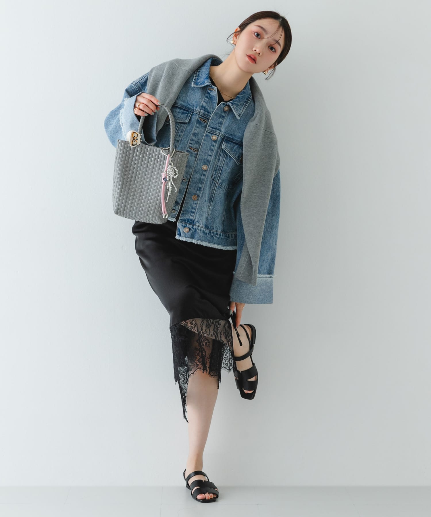 クリップチャームタテナガメルカドバッグ GRAY One