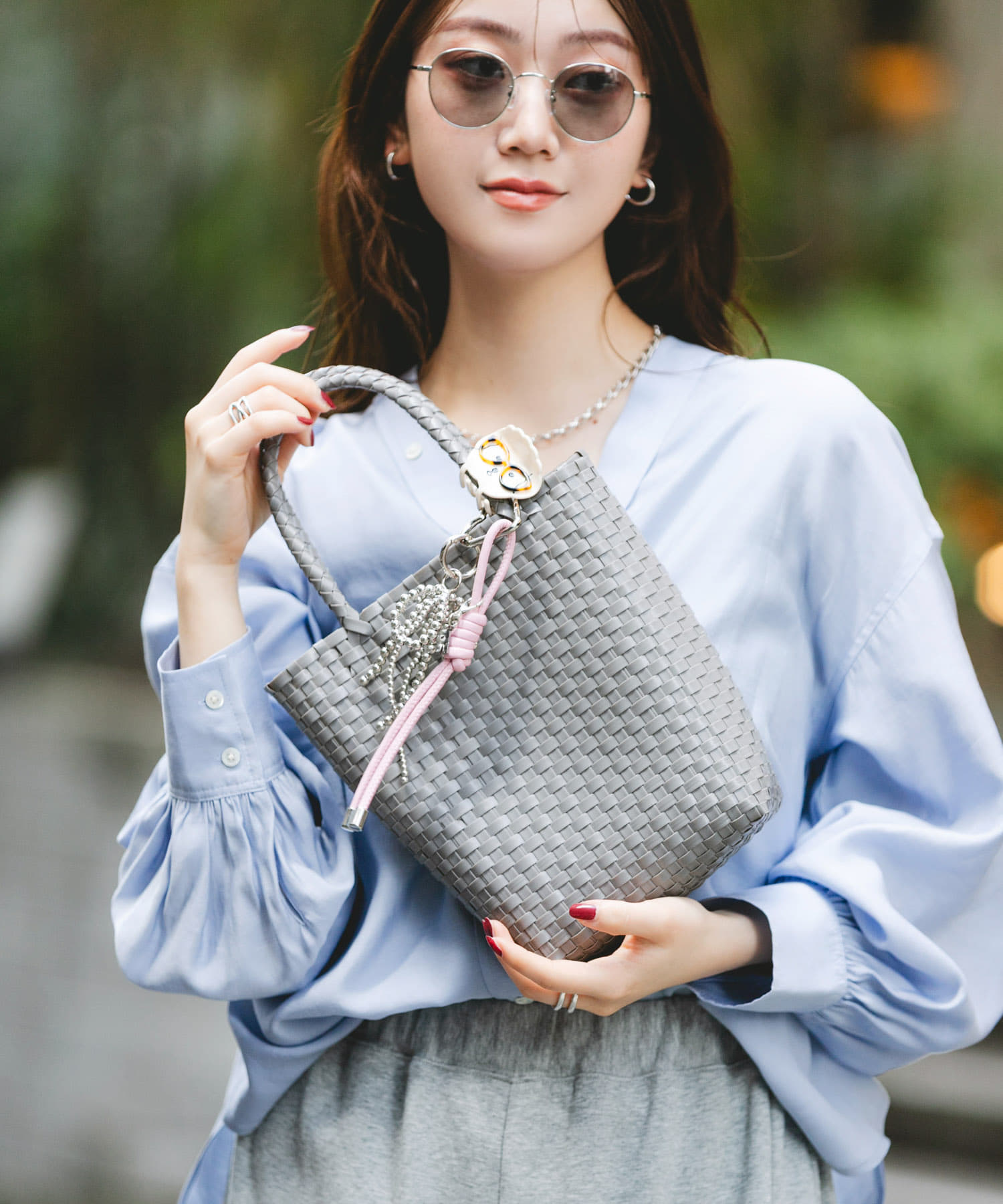 『縦型』クリップチャームタテナガメルカドバッグ GRAY One