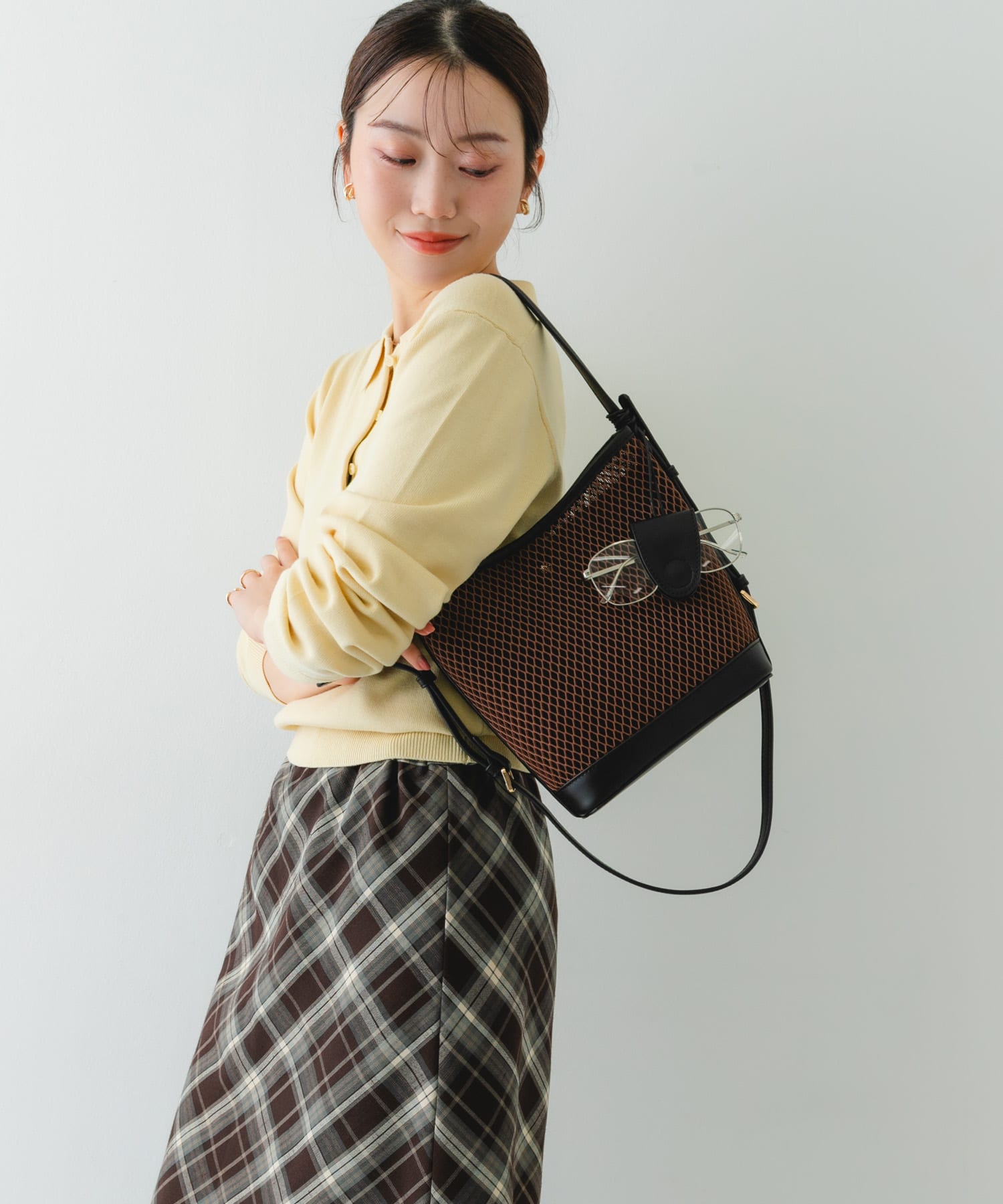 グラスホルダーセットメッシュ2WAYバッグ DARK BROWN One