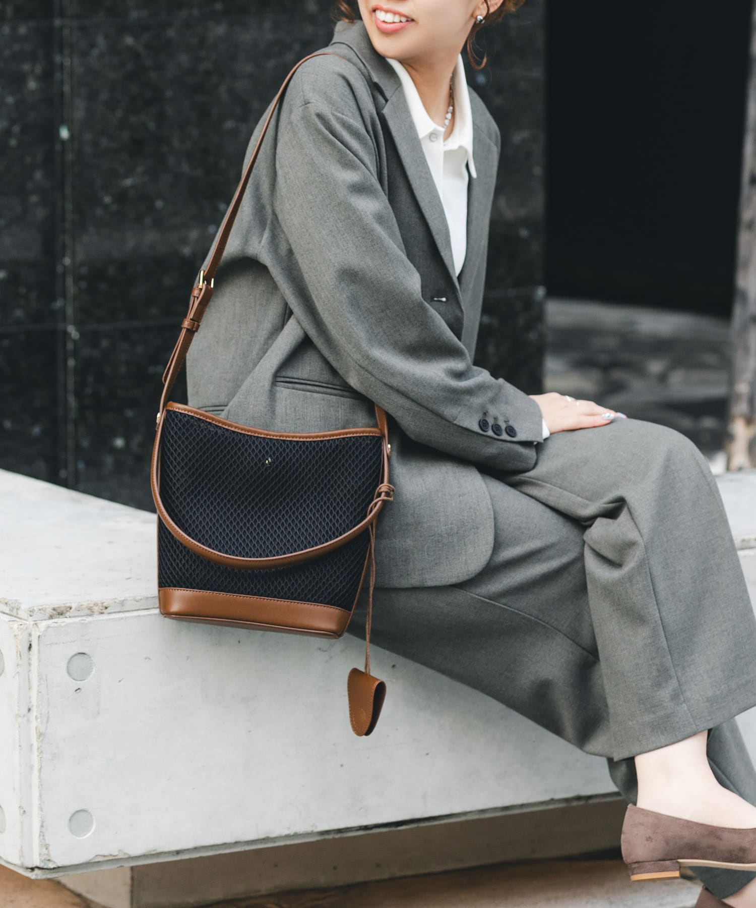 グラスホルダーセットメッシュ2WAYバッグ BLACK One