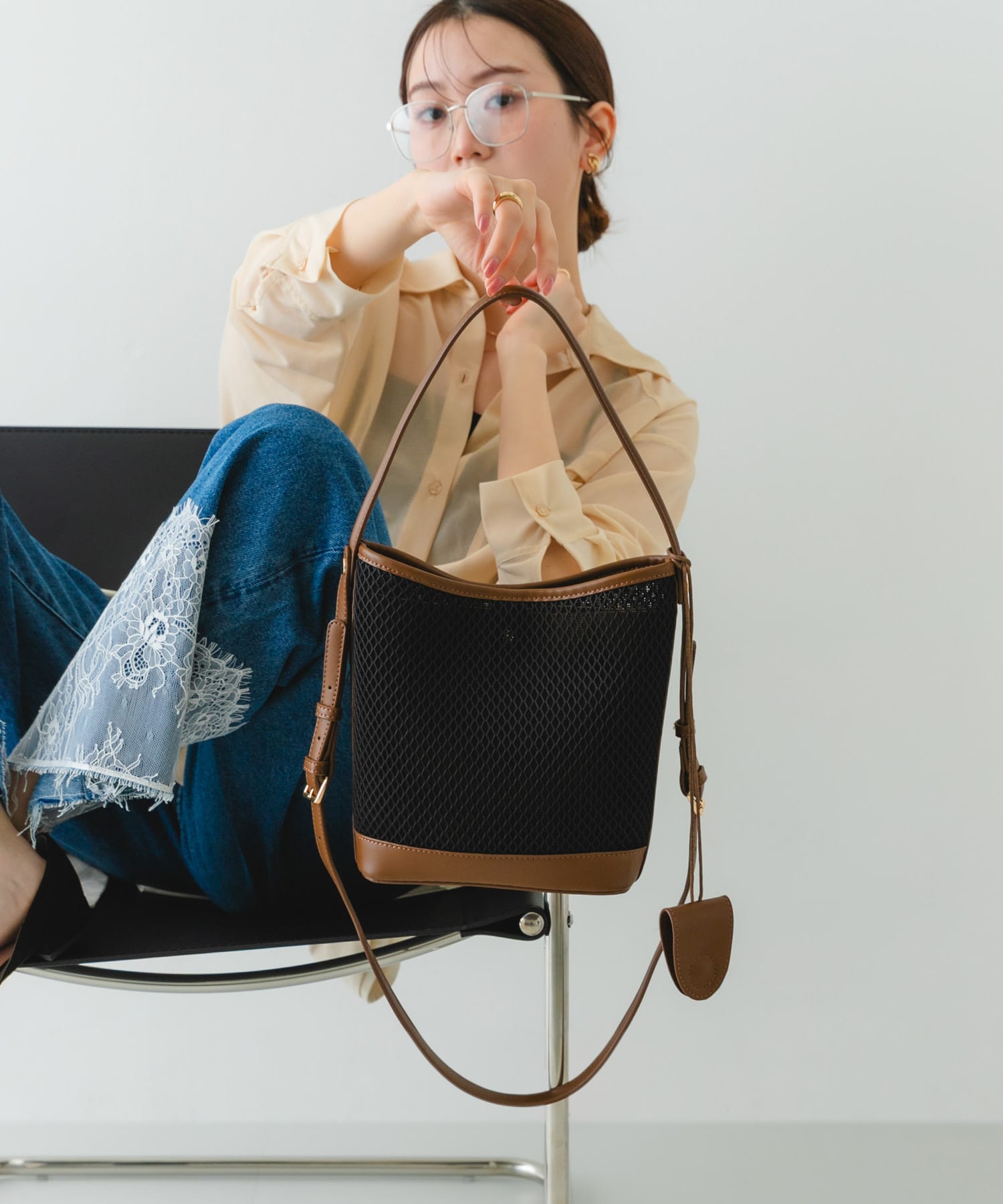 グラスホルダーセットメッシュ2WAYバッグ BLACK One