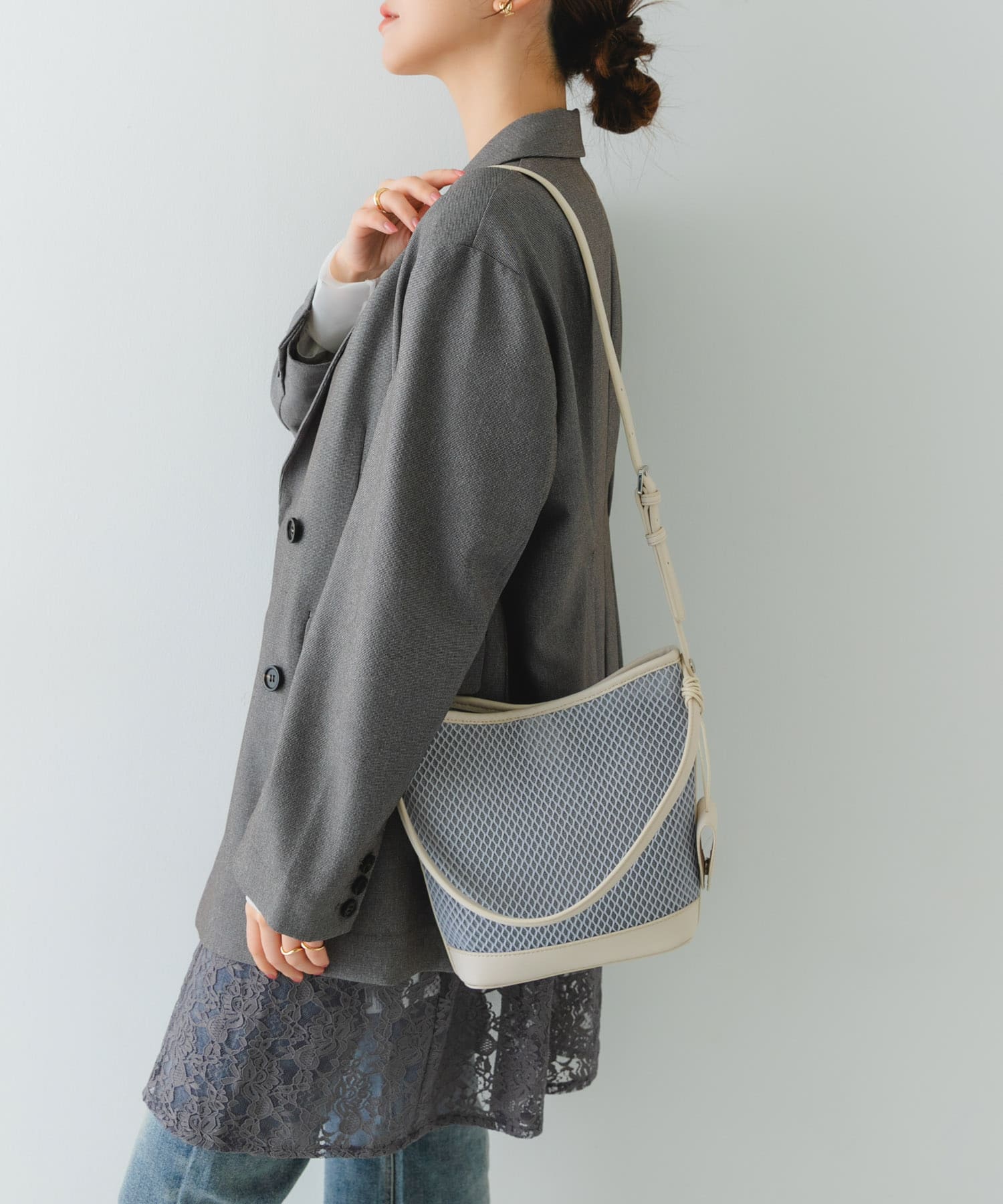 グラスホルダーセットメッシュ2WAYバッグ GRAY One