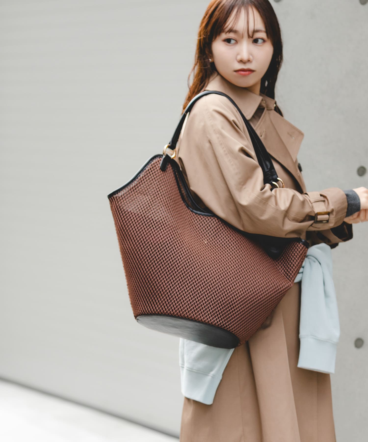 グラスホルダーセットメッシュトートバッグ DARK BROWN One