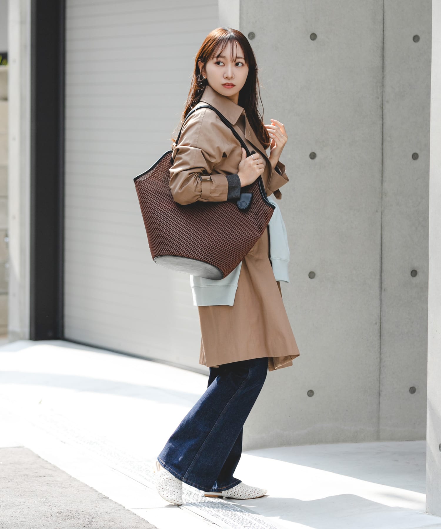 グラスホルダーセットメッシュトートバッグ DARK BROWN One
