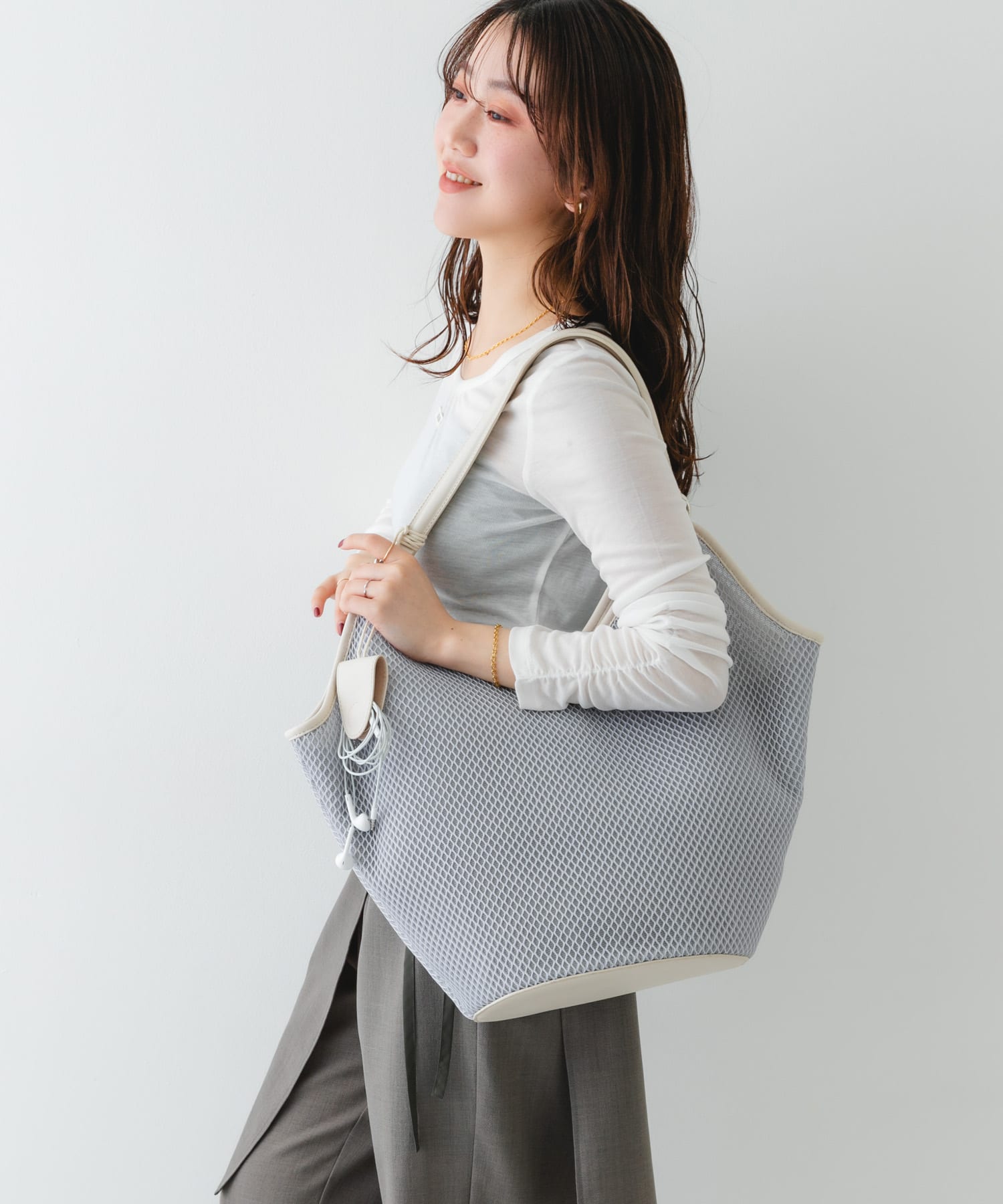 グラスホルダーセットメッシュトートバッグ GRAY One