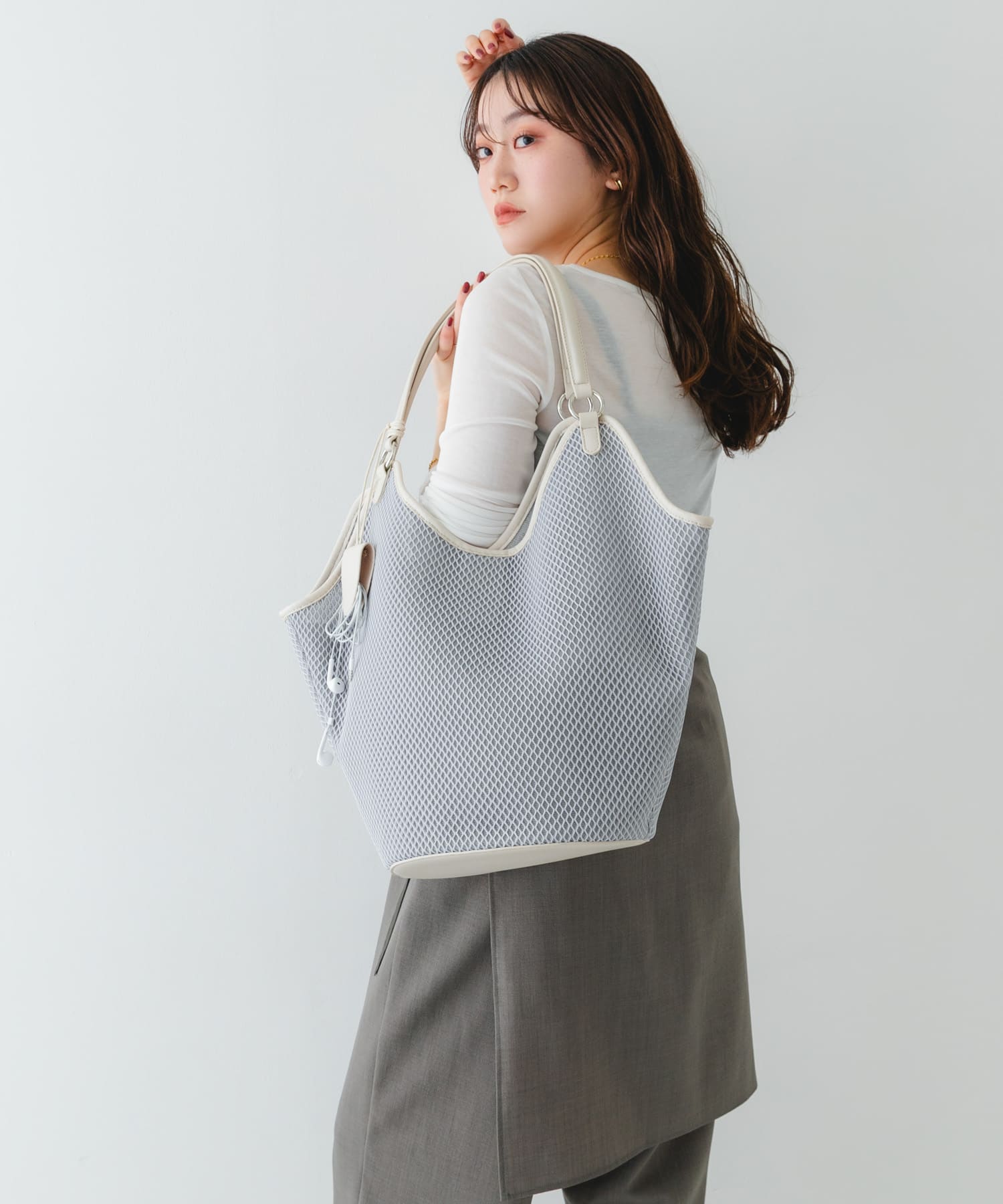 グラスホルダーセットメッシュトートバッグ GRAY One