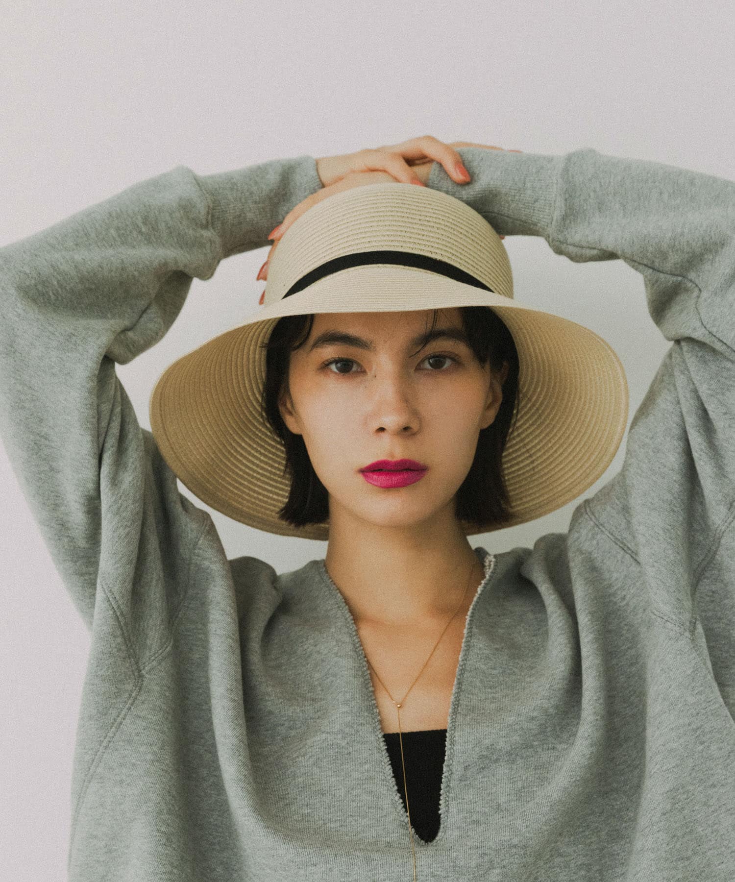 洗えるたためるリボンハット NATURAL Free