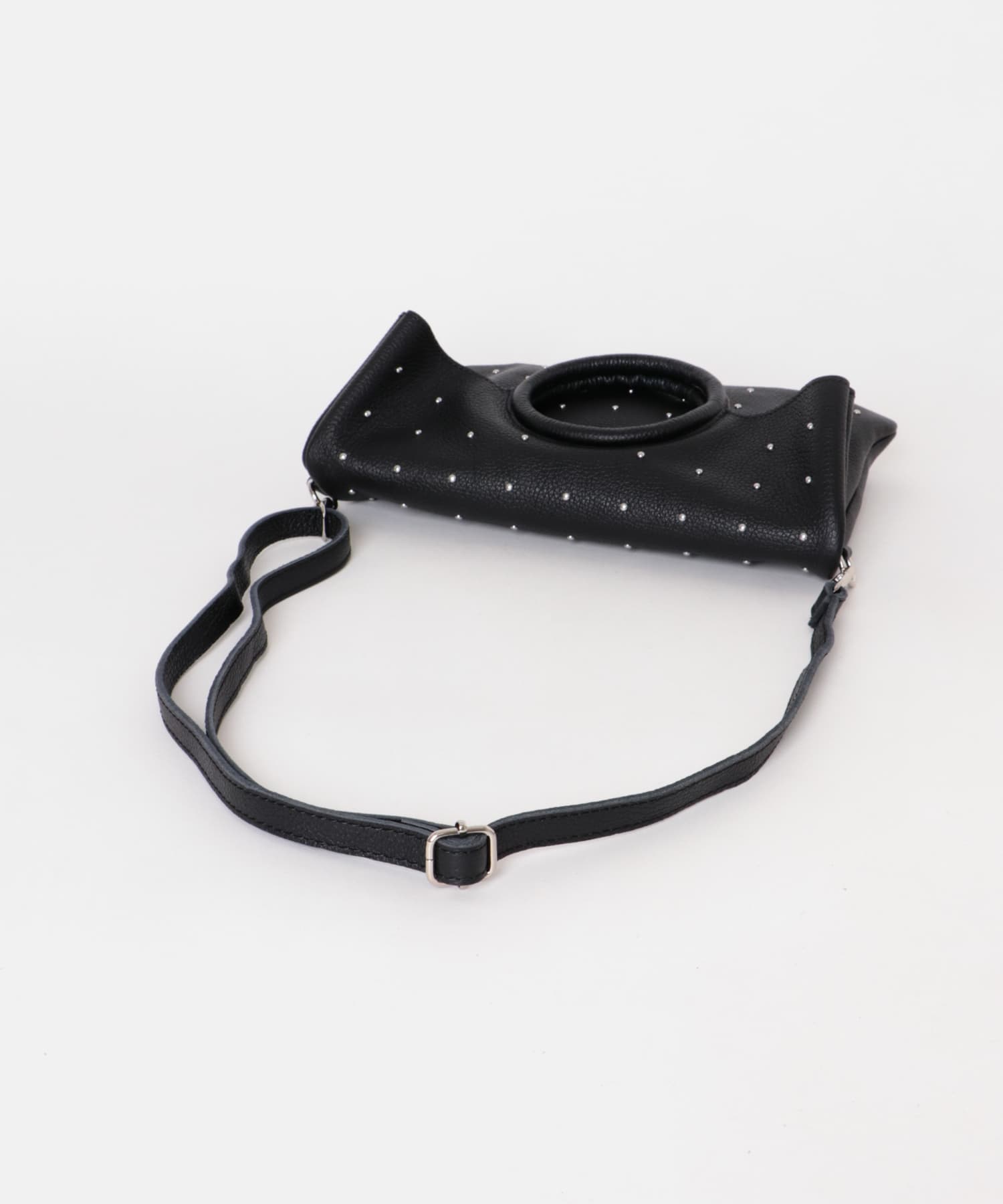 MILLELA FIRENZE レザースタッズサークルハンドルバッグ(- BLACK