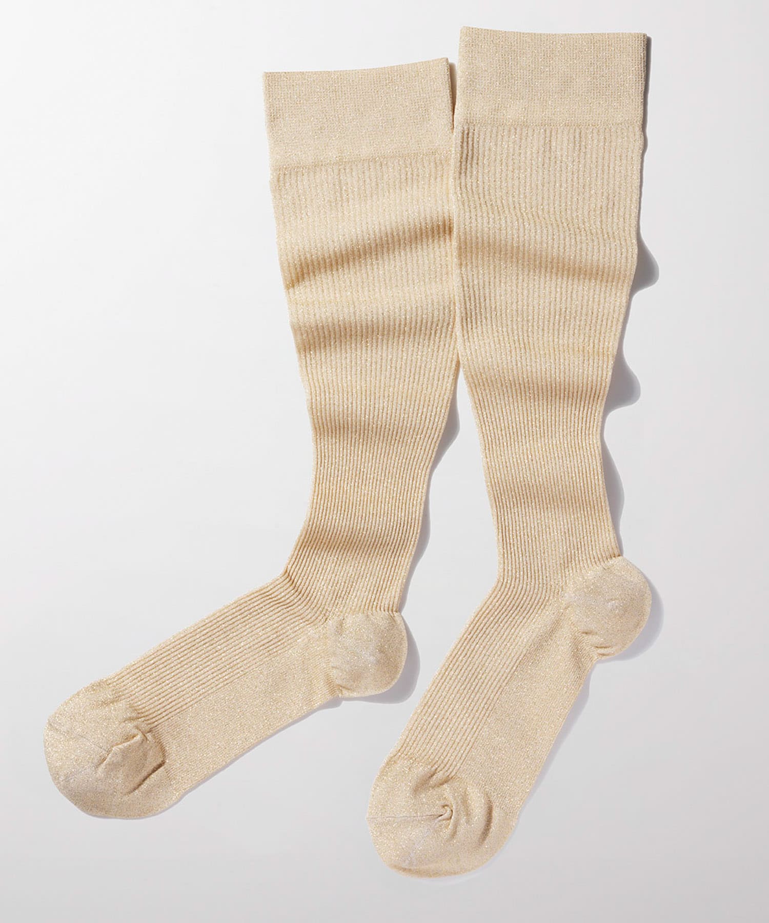 『着圧』MAEE　コンプレッショングリッターリブソックス ゴールド -