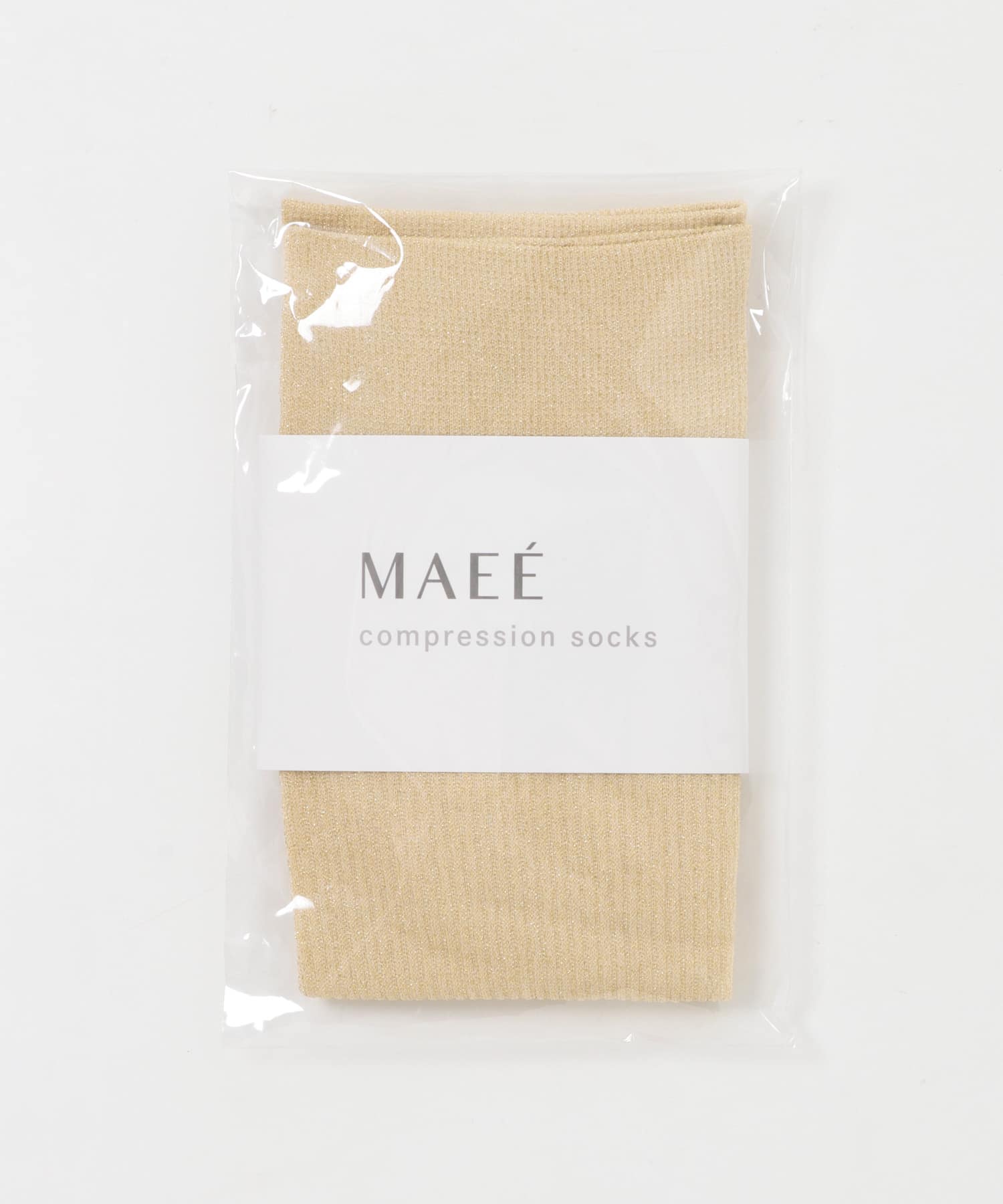 『着圧』MAEE　コンプレッショングリッターリブソックス ゴールド -