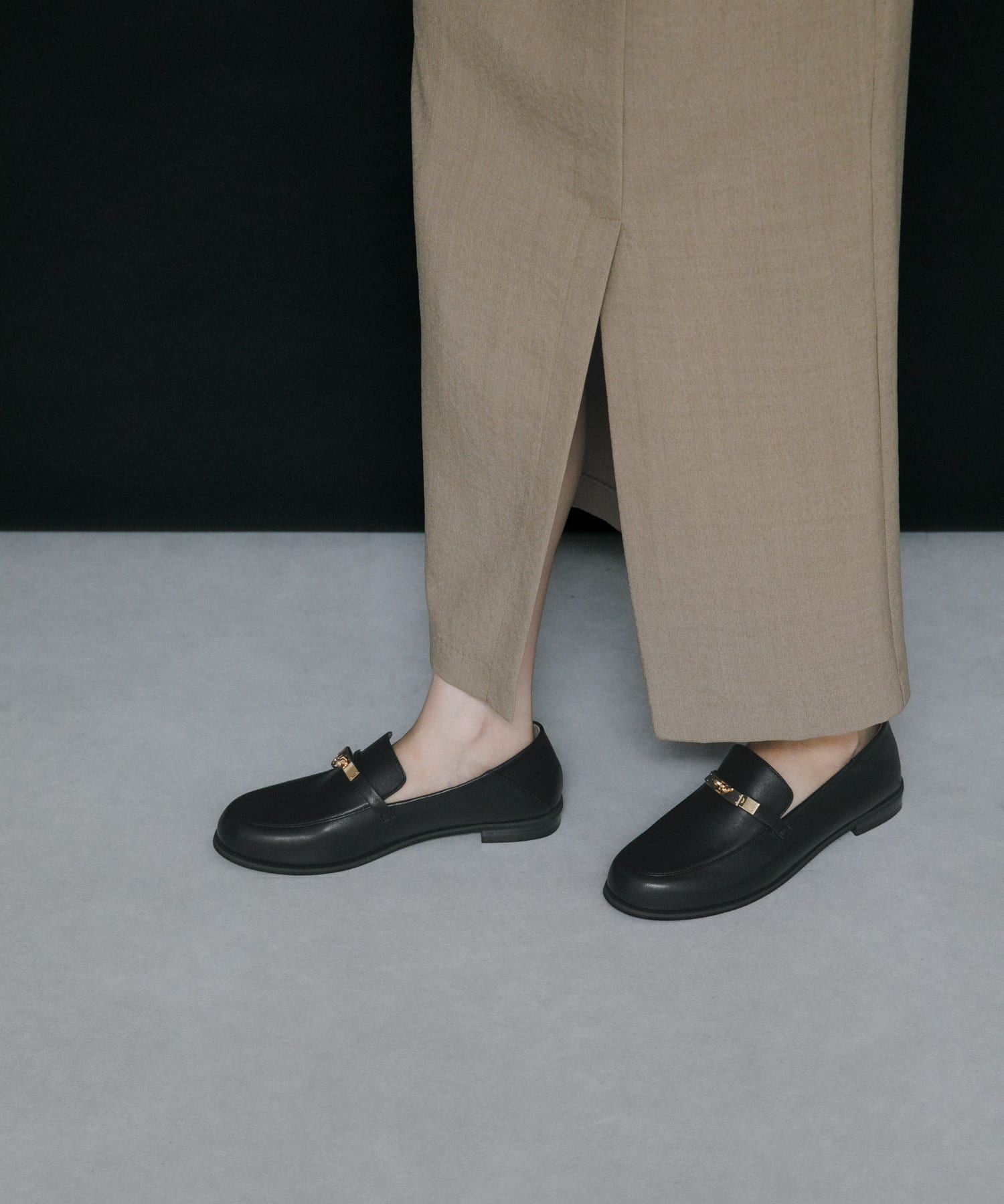 レザーベルトローファー BLACK 22.5