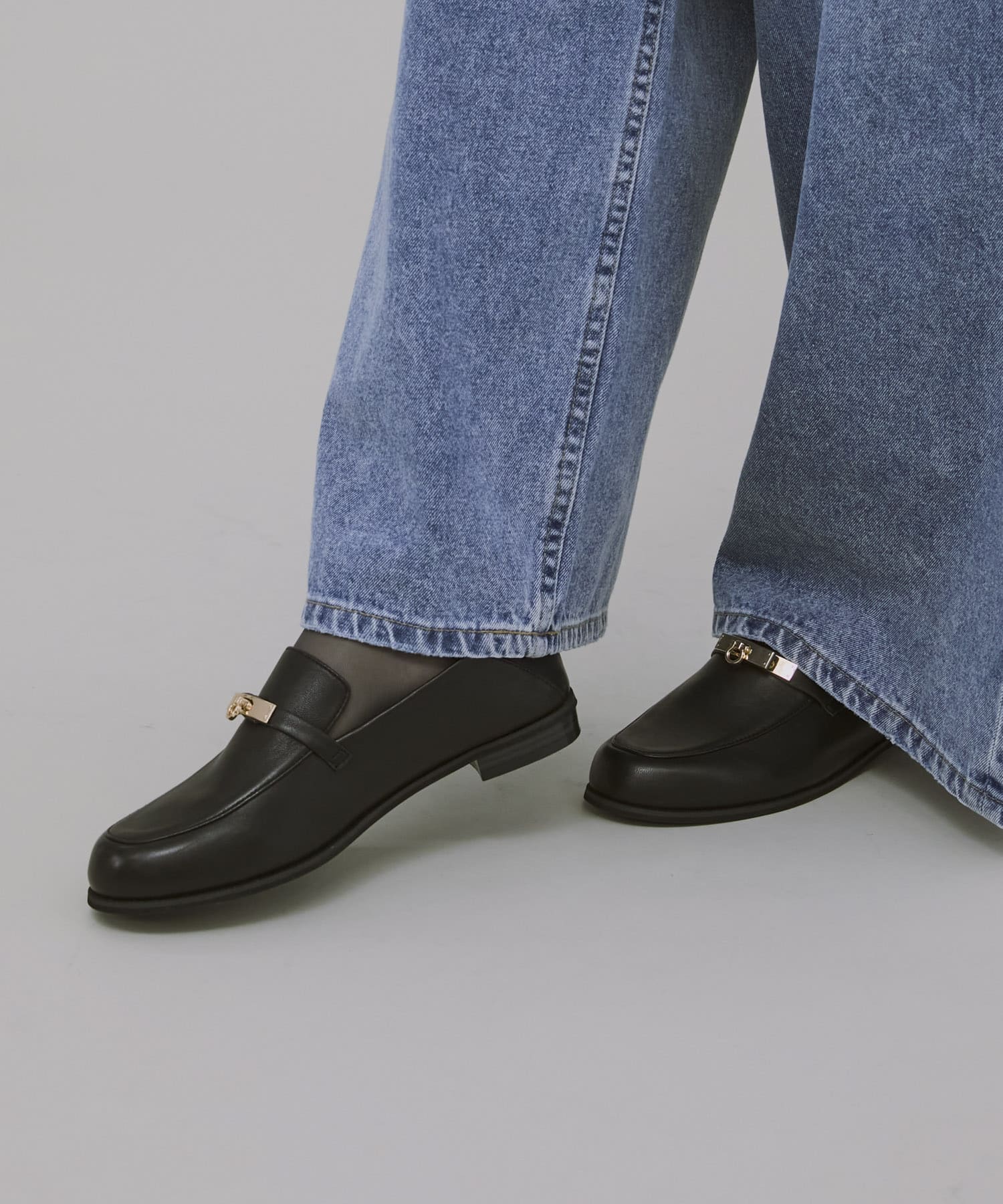 レザーベルトローファー BLACK 22.5