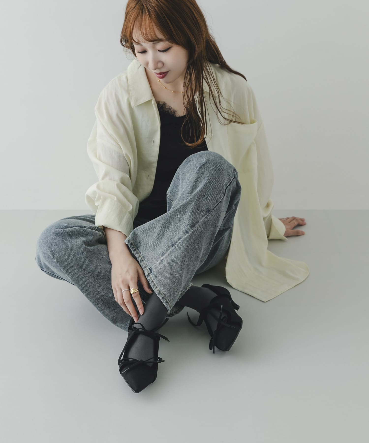 『MADE IN JAPAN』 4センチダブルリボンパンプス BLACK 22.5