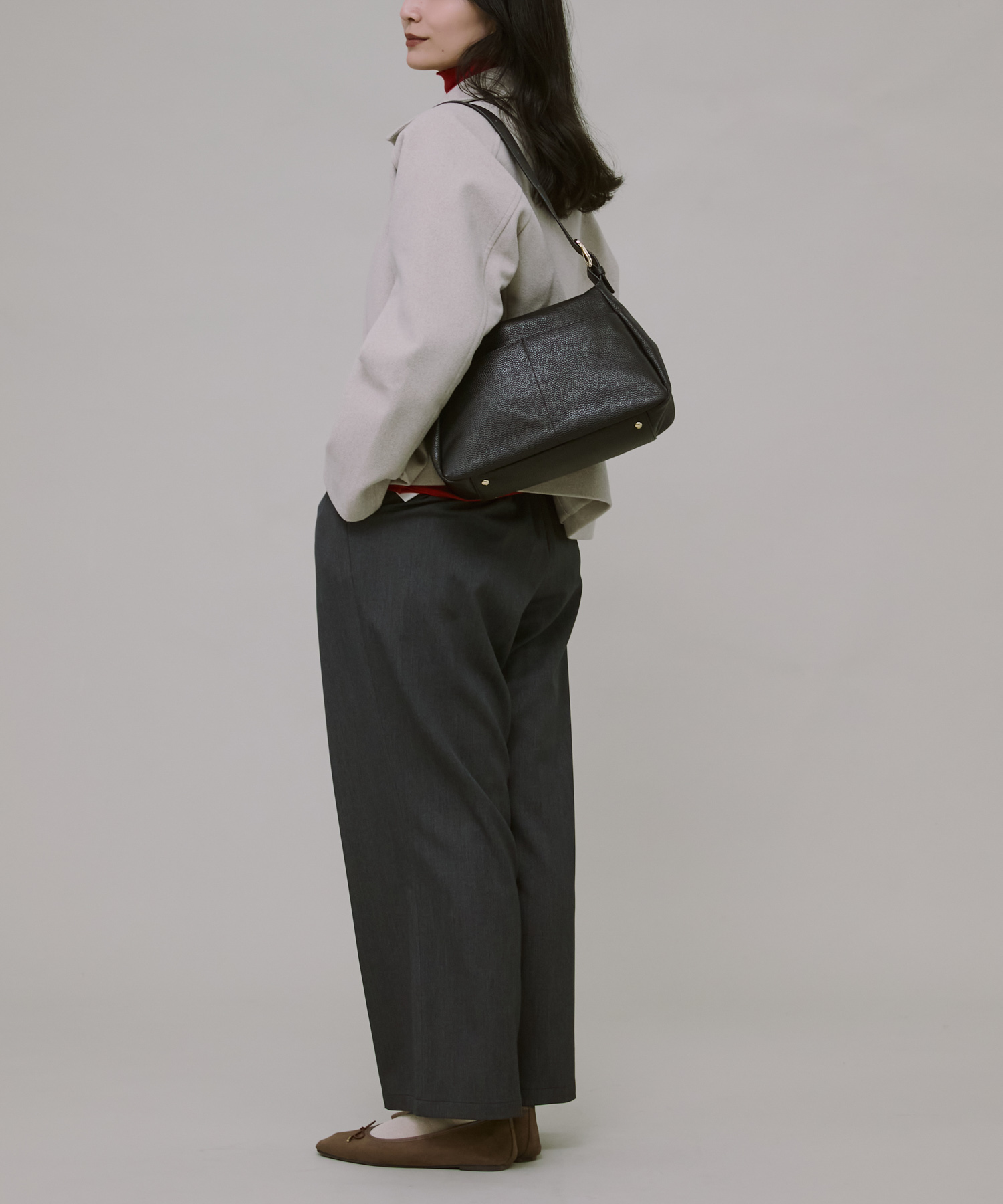 レザーワンハンドルバッグ BLACK -