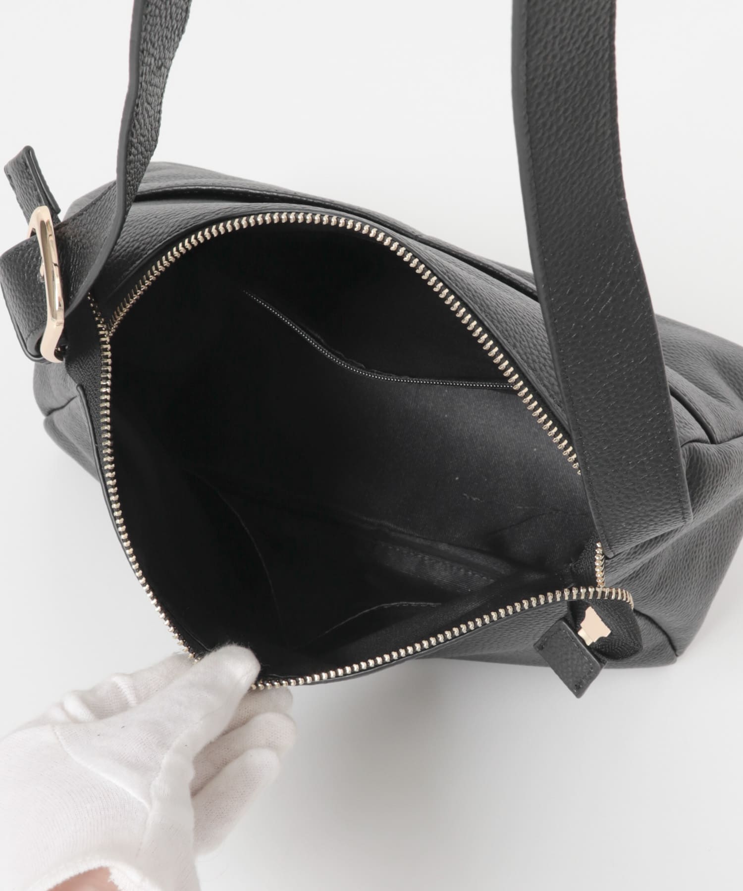 レザーワンハンドルバッグ BLACK -