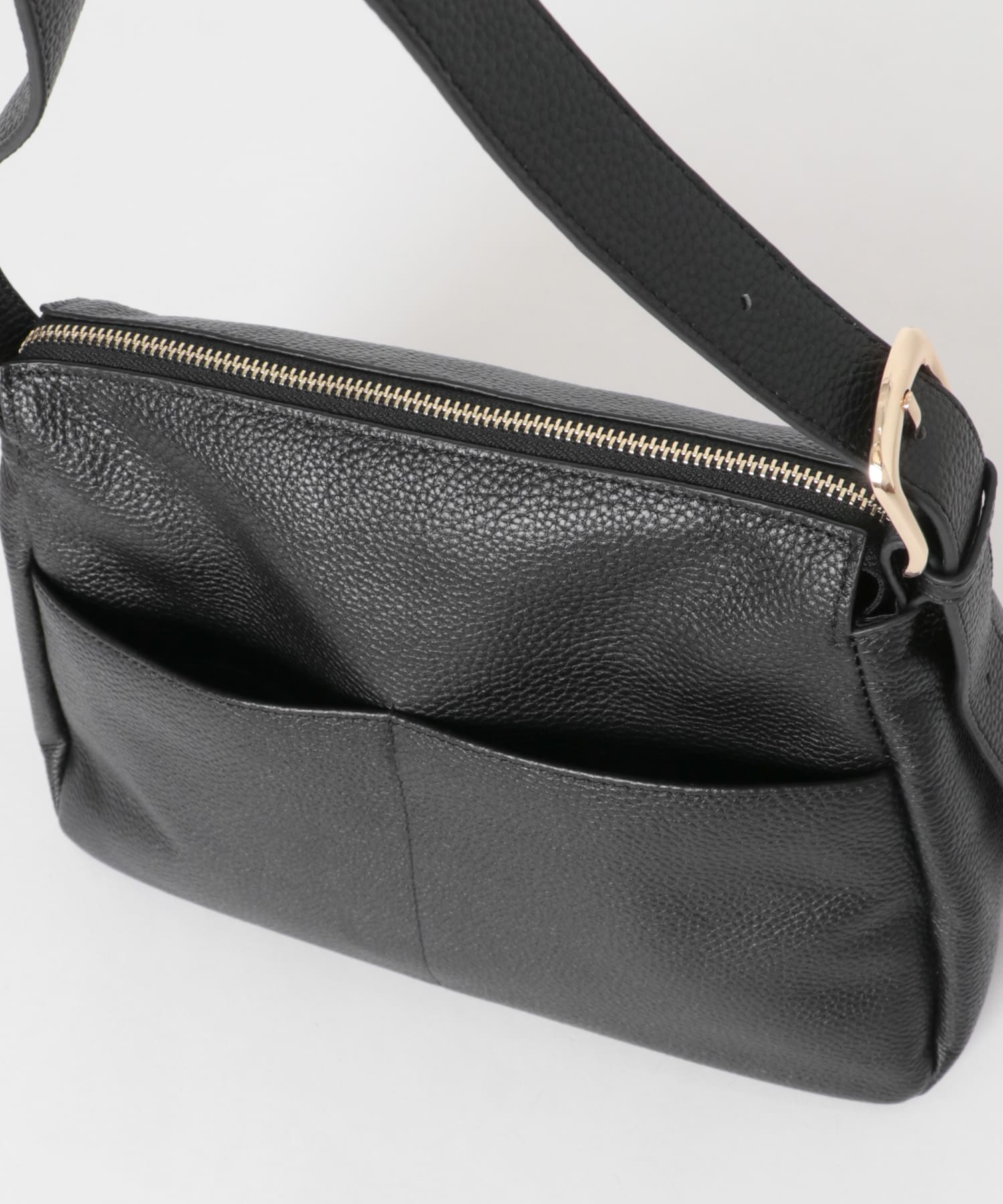 レザーワンハンドルバッグ BLACK -