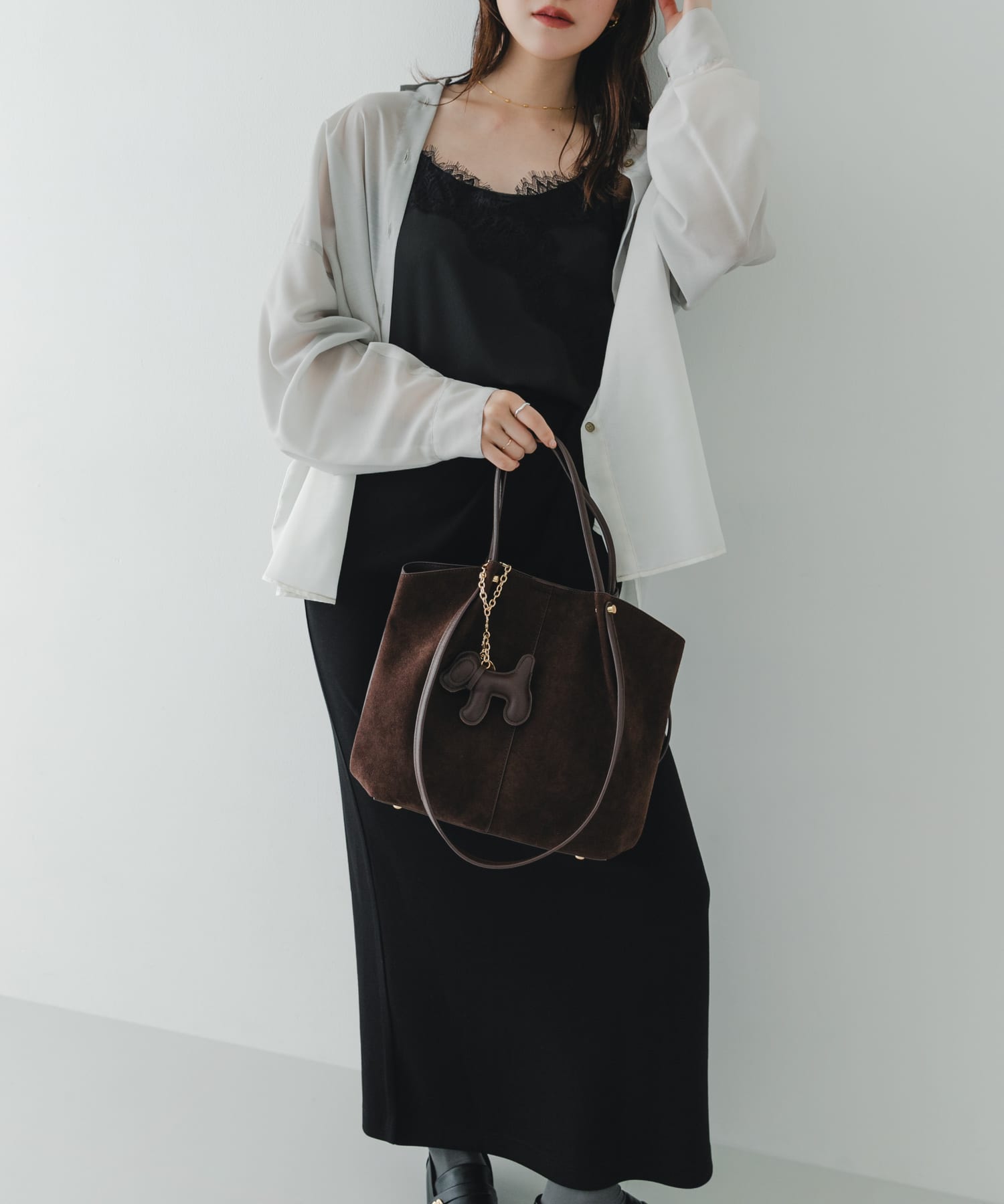 チャームセット2WAYトートバッグ DARK BROWN One
