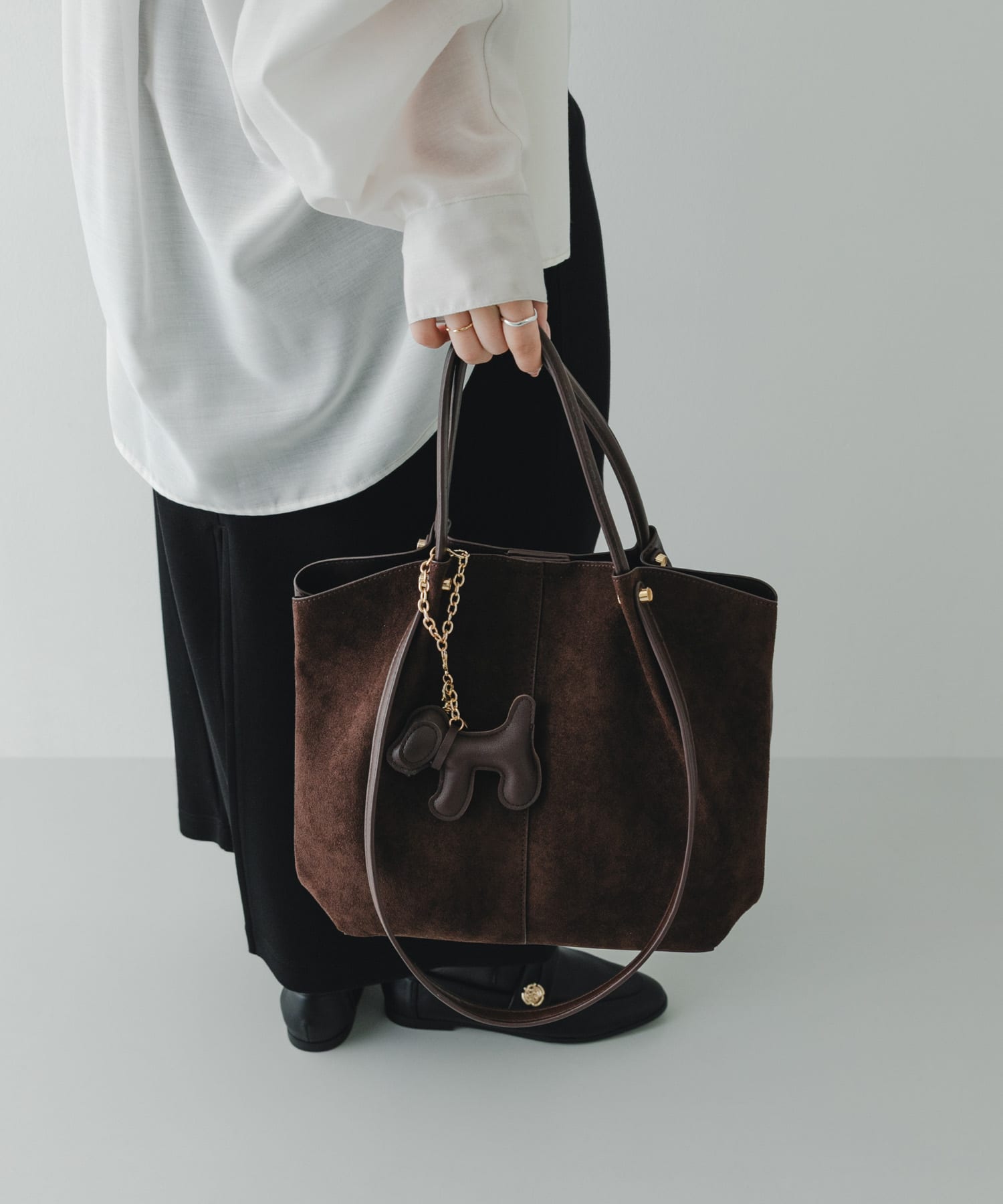 チャームセット2WAYトートバッグ DARK BROWN One