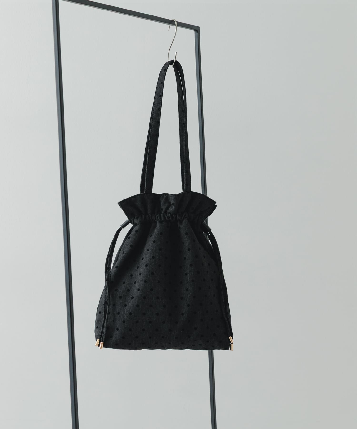 フロッキードットキンチャクトートバッグ CHARCOAL One