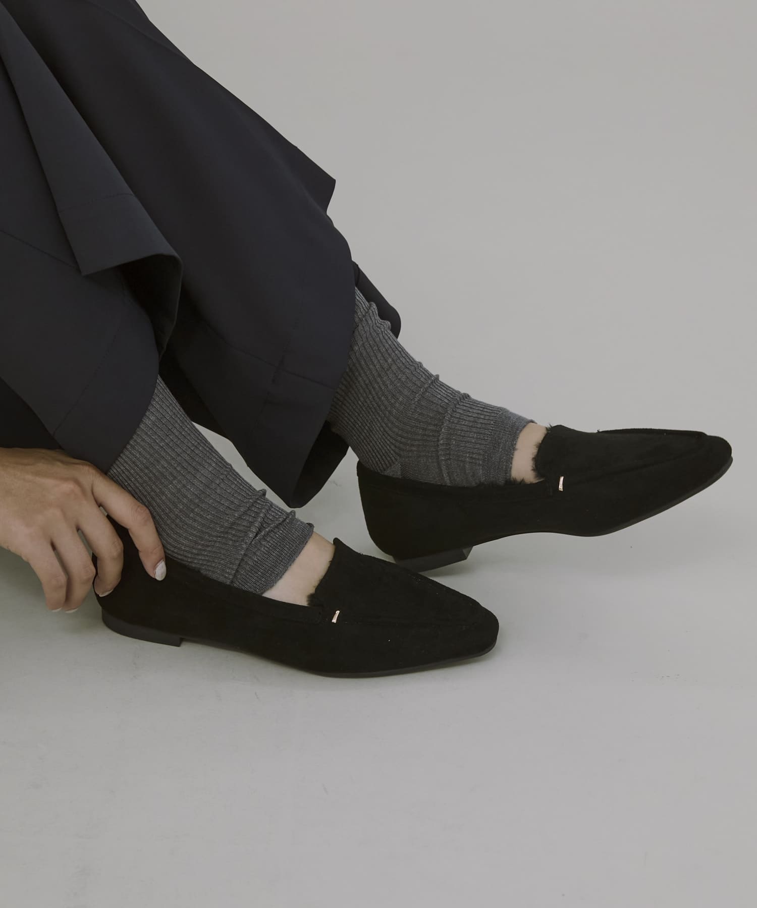 撥水プチメタルフラッフィーシューズ BLACK 36