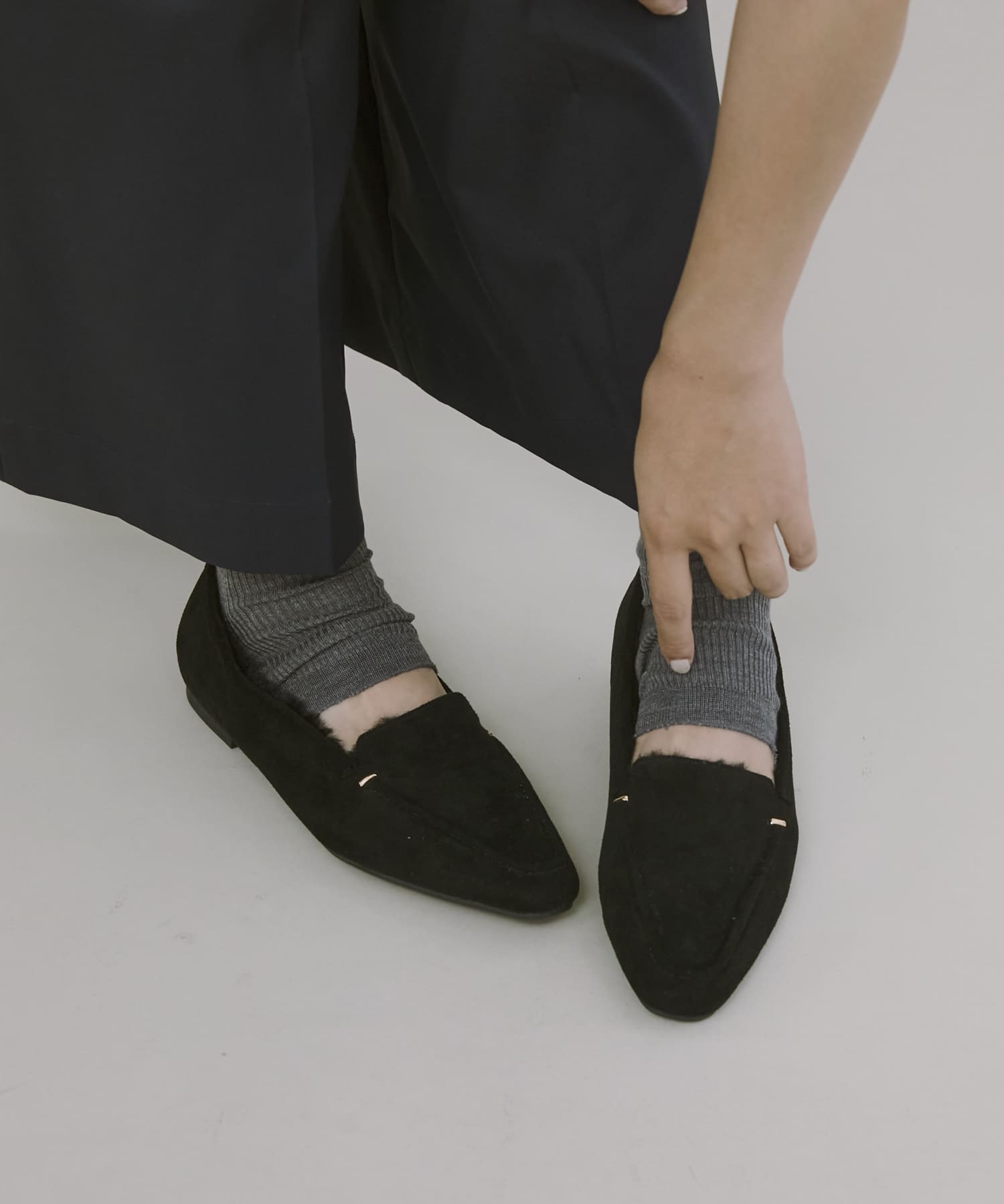 撥水プチメタルフラッフィーシューズ BLACK 36