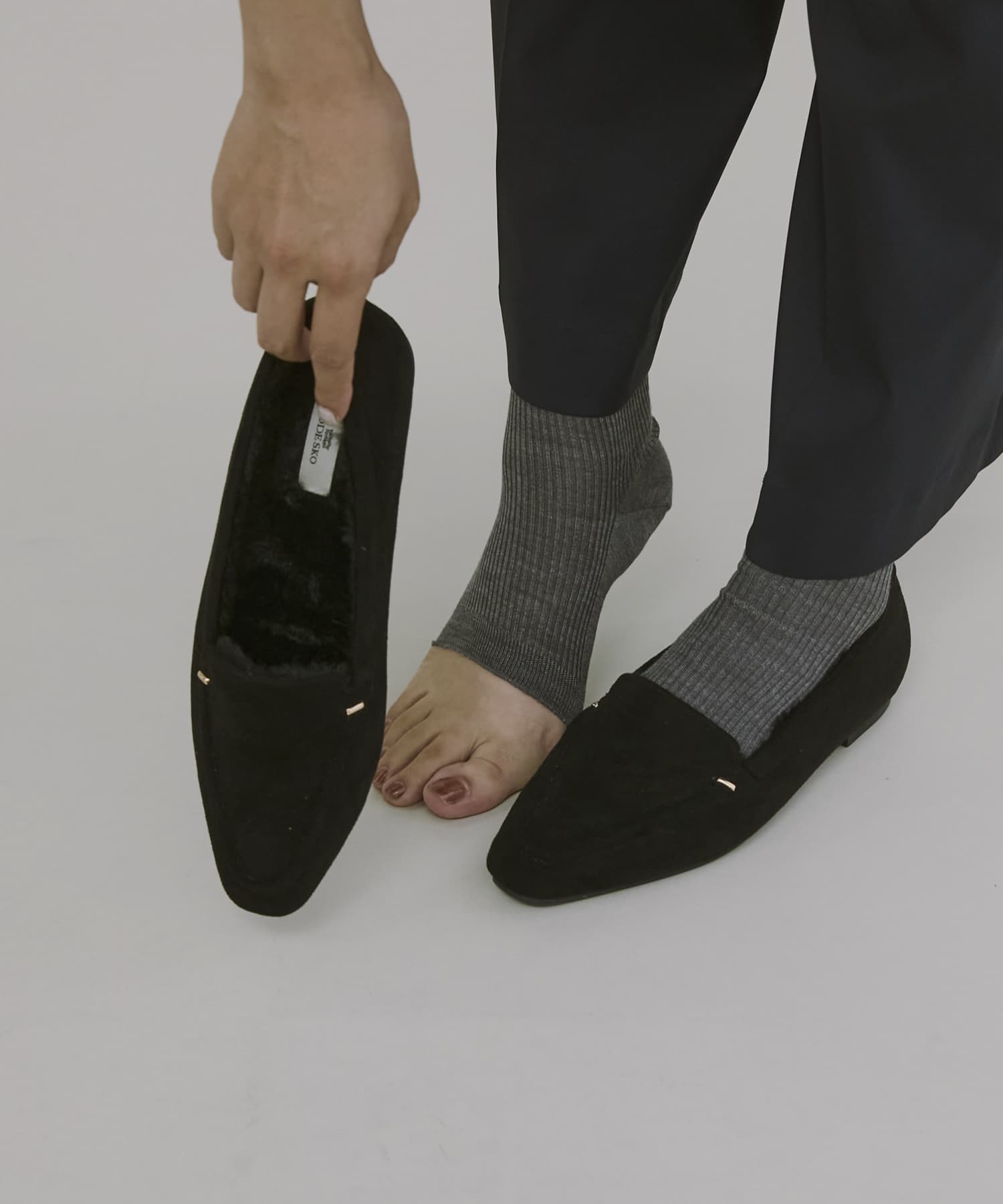撥水プチメタルフラッフィーシューズ BLACK 36