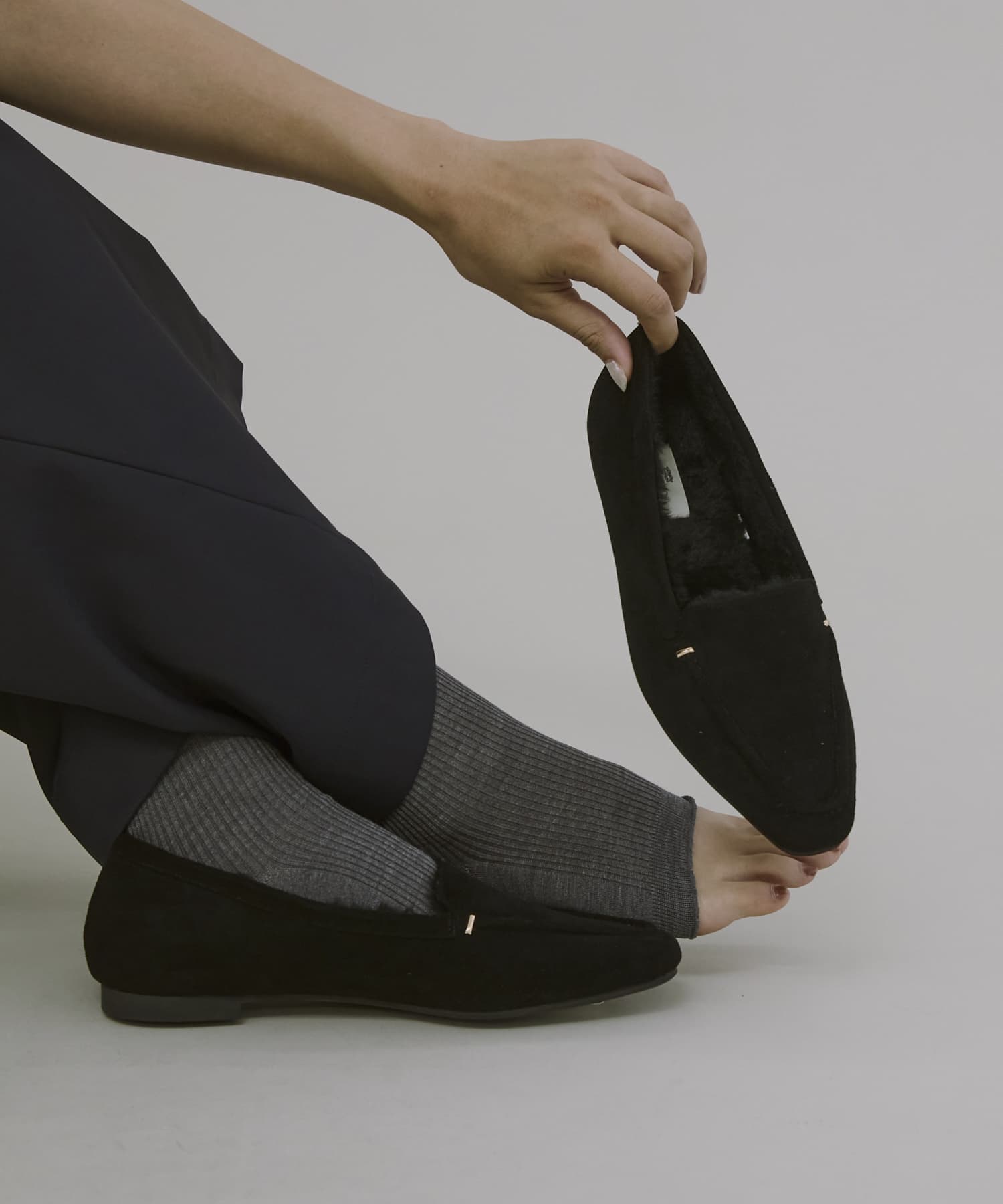 撥水プチメタルフラッフィーシューズ BLACK 36