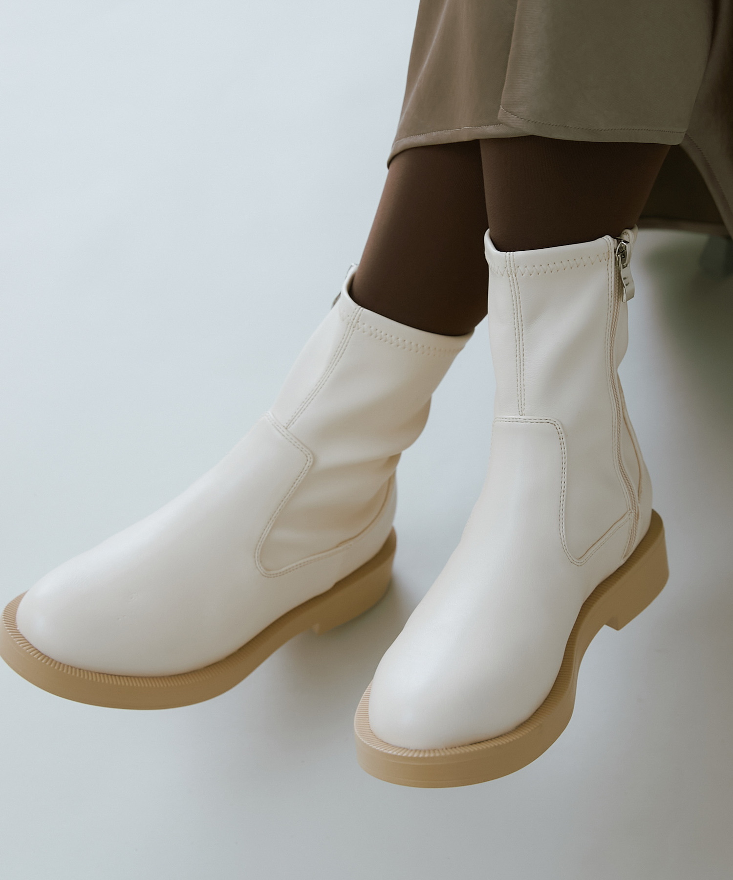 ストレッチミドルブーツ ECRU 36