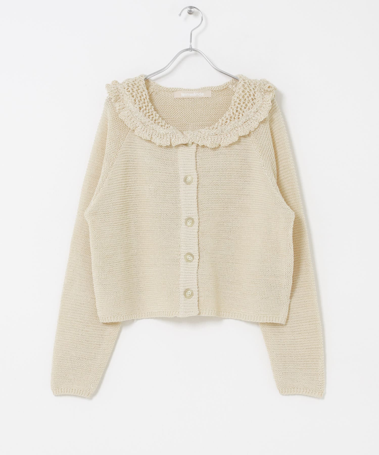 leinwande　SAILOR CROCHET CARDIGAN WHITE Free