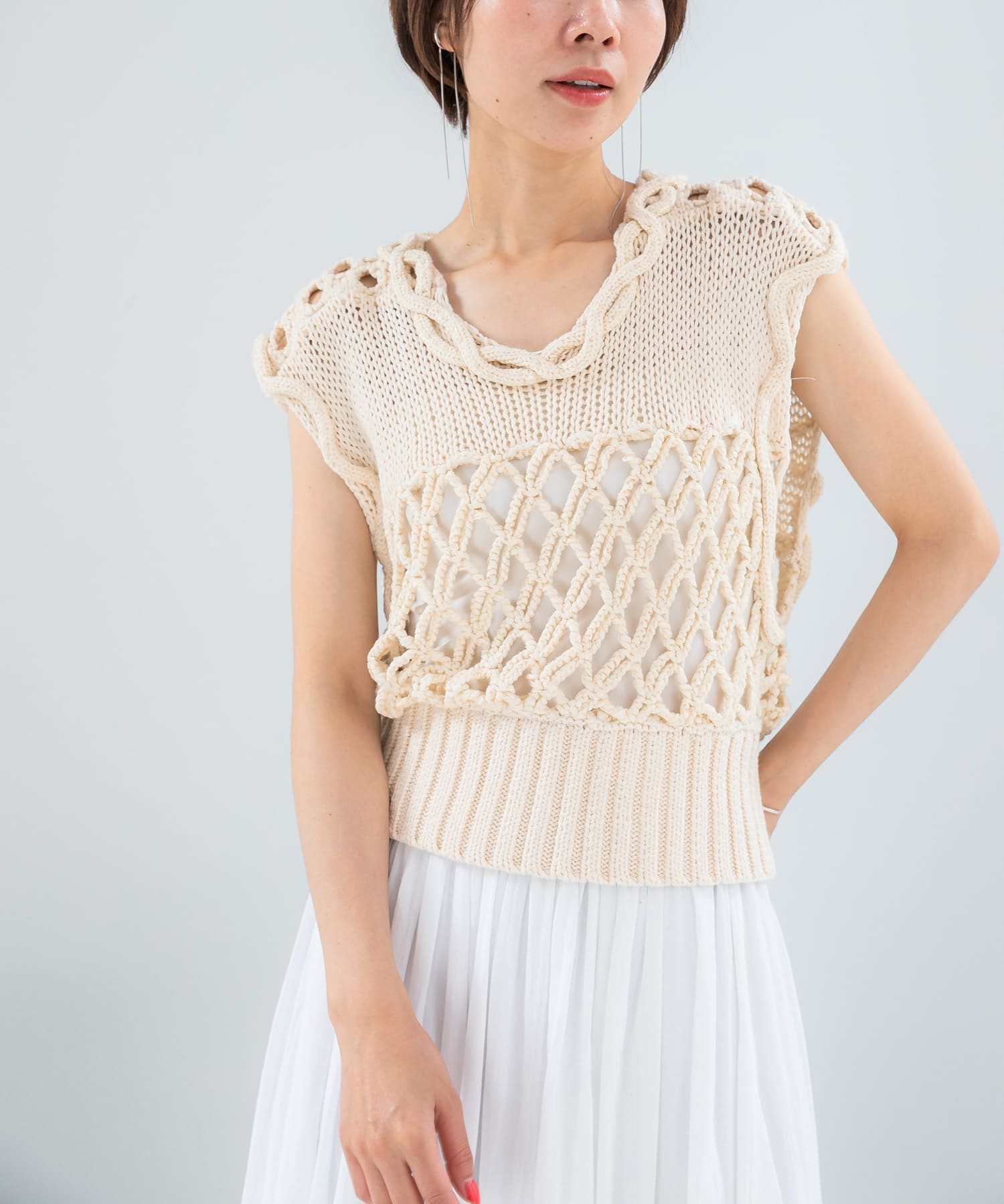 レディース leinwande Mix Yarn Crochet Top