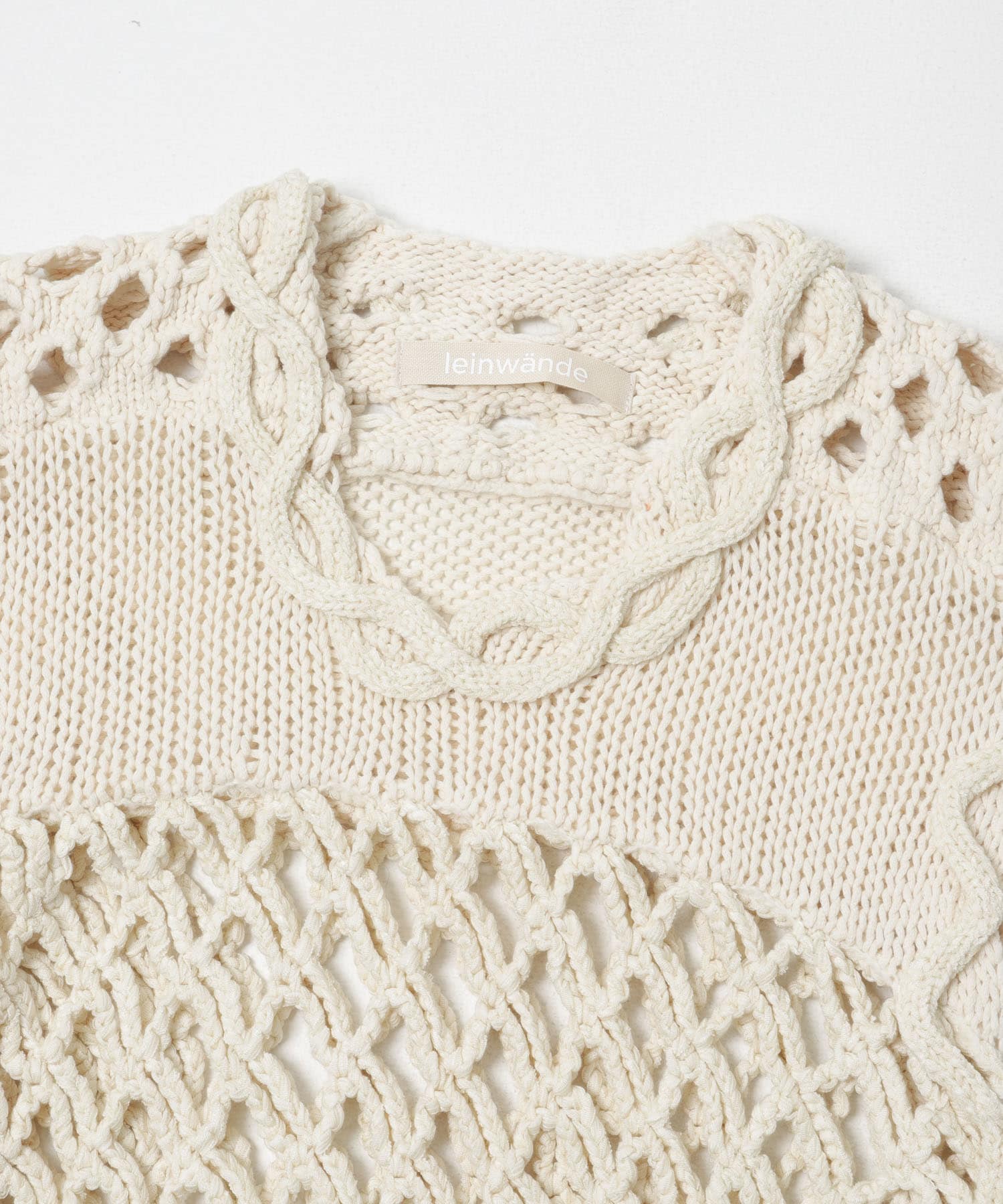 leinwande　MIX YARN CROCHET TOPS WHITE Free