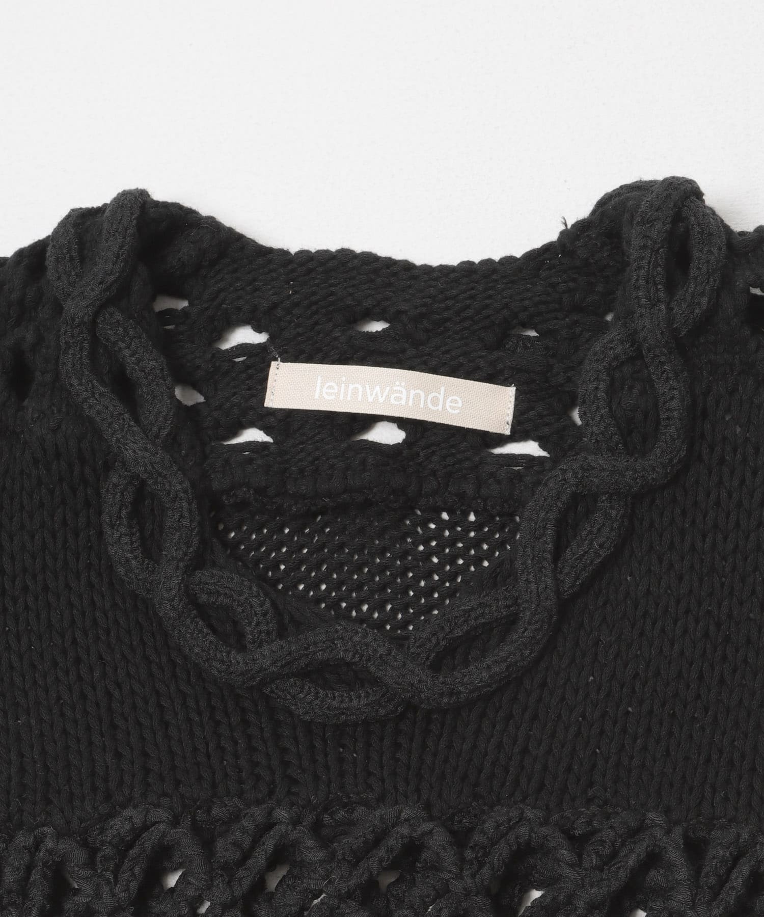 leinwande　MIX YARN CROCHET TOPS BLACK Free